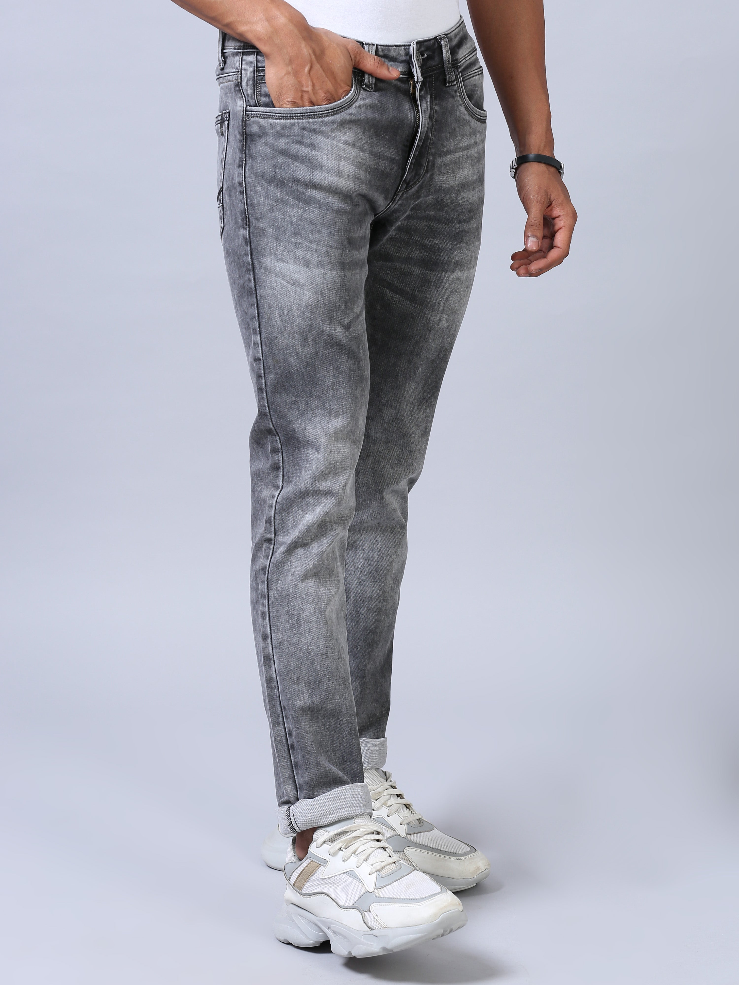 Ankle Fit Jeans- Ash Grey