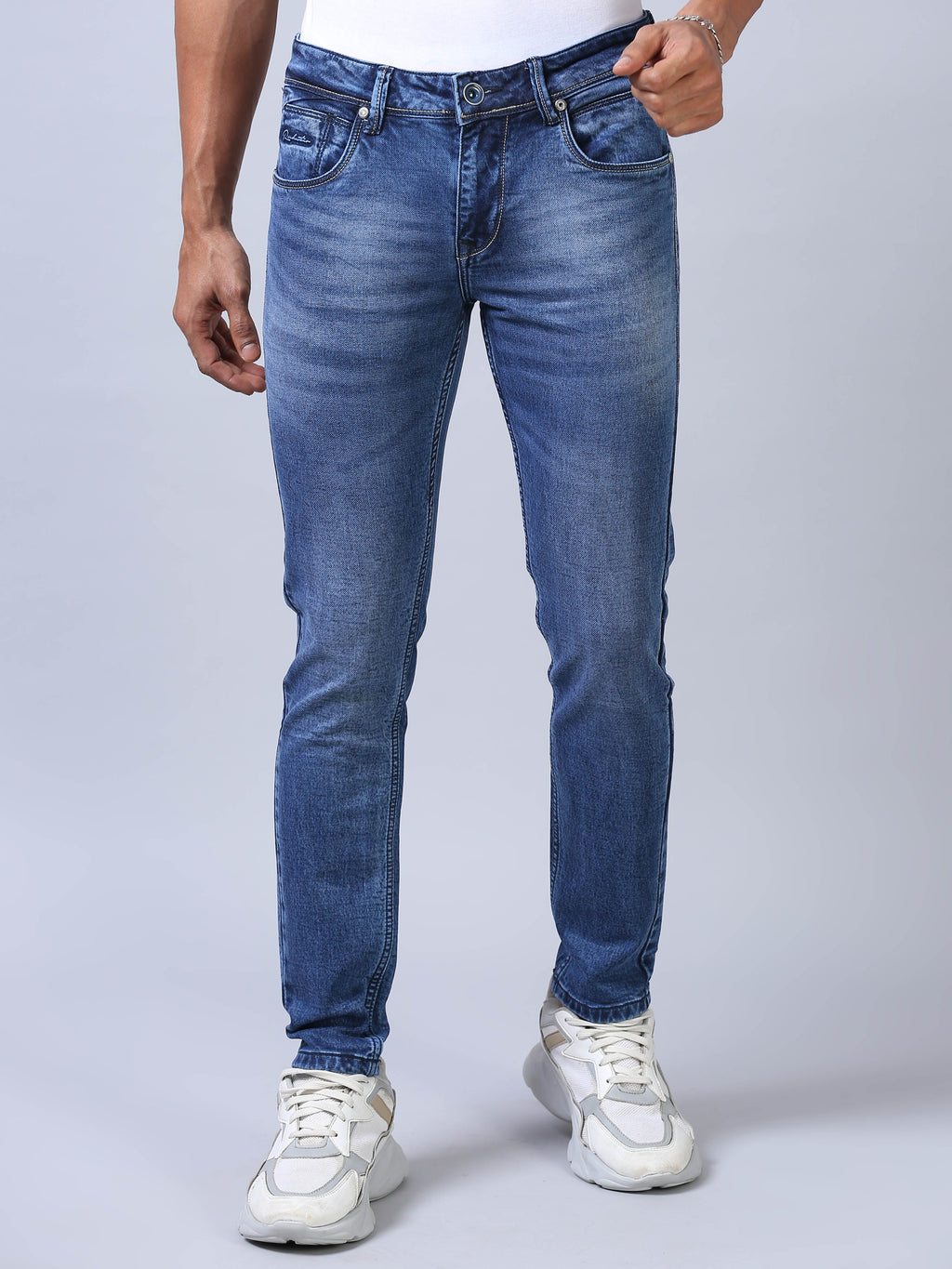 Ankle Fit Jeans- Stonewash Blue
