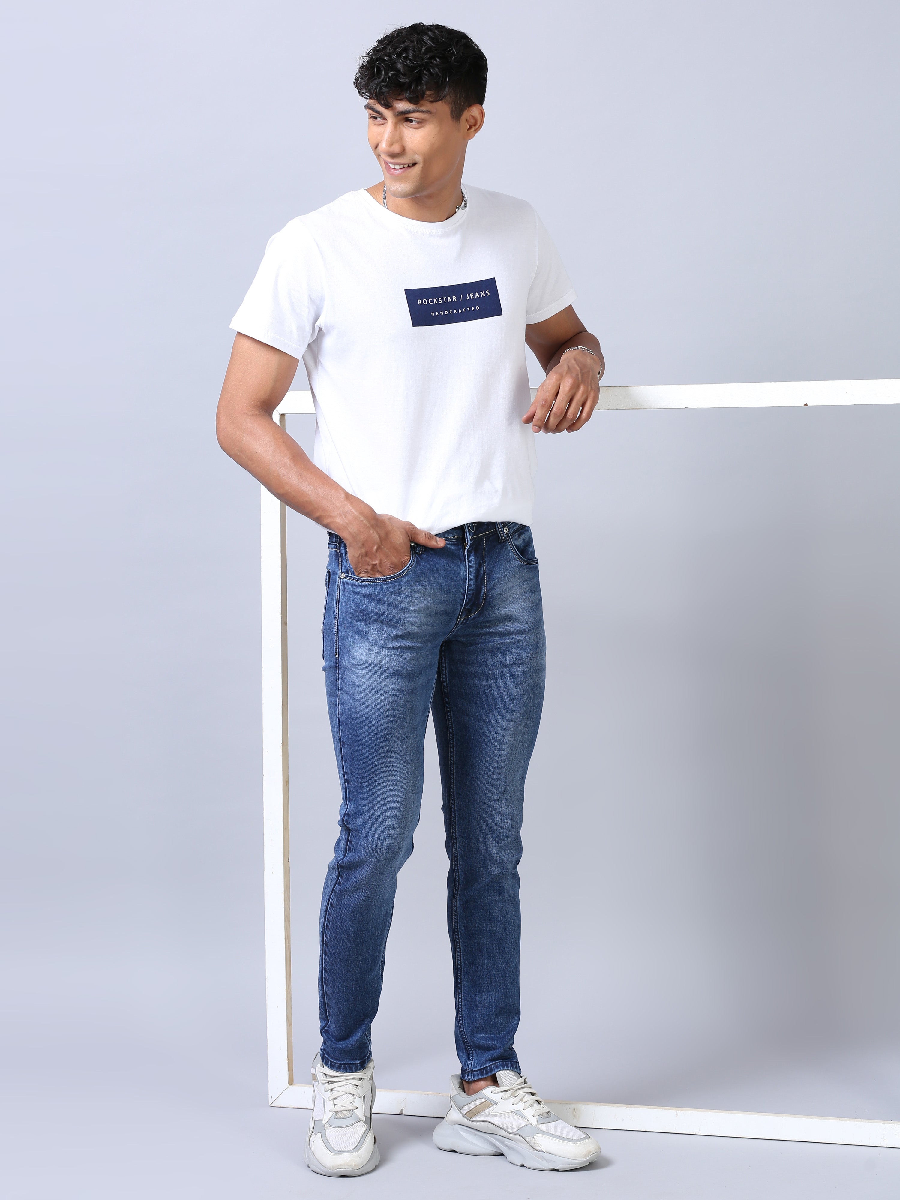 Ankle Fit Jeans- Stonewash Blue
