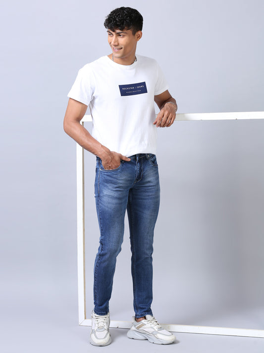 Ankle Fit Jeans- Stonewash Blue