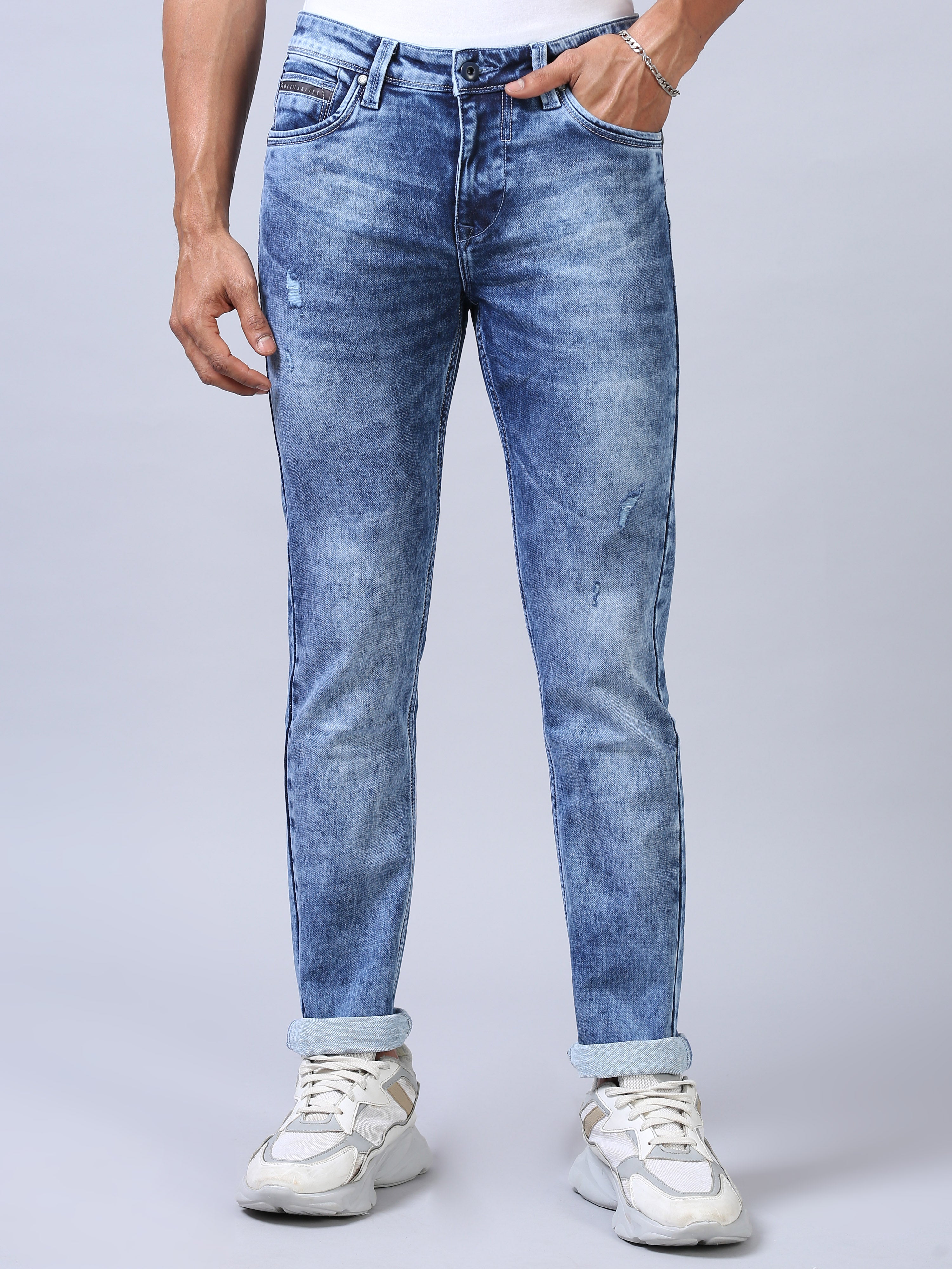 Distressed Denim- Faded Blue