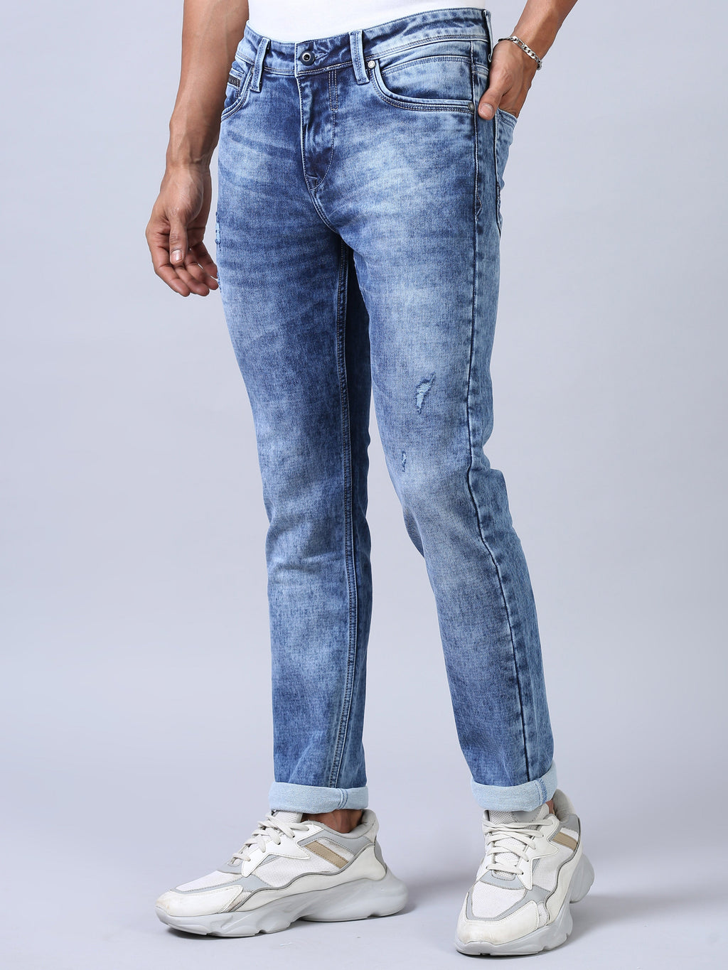 Distressed Denim- Faded Blue