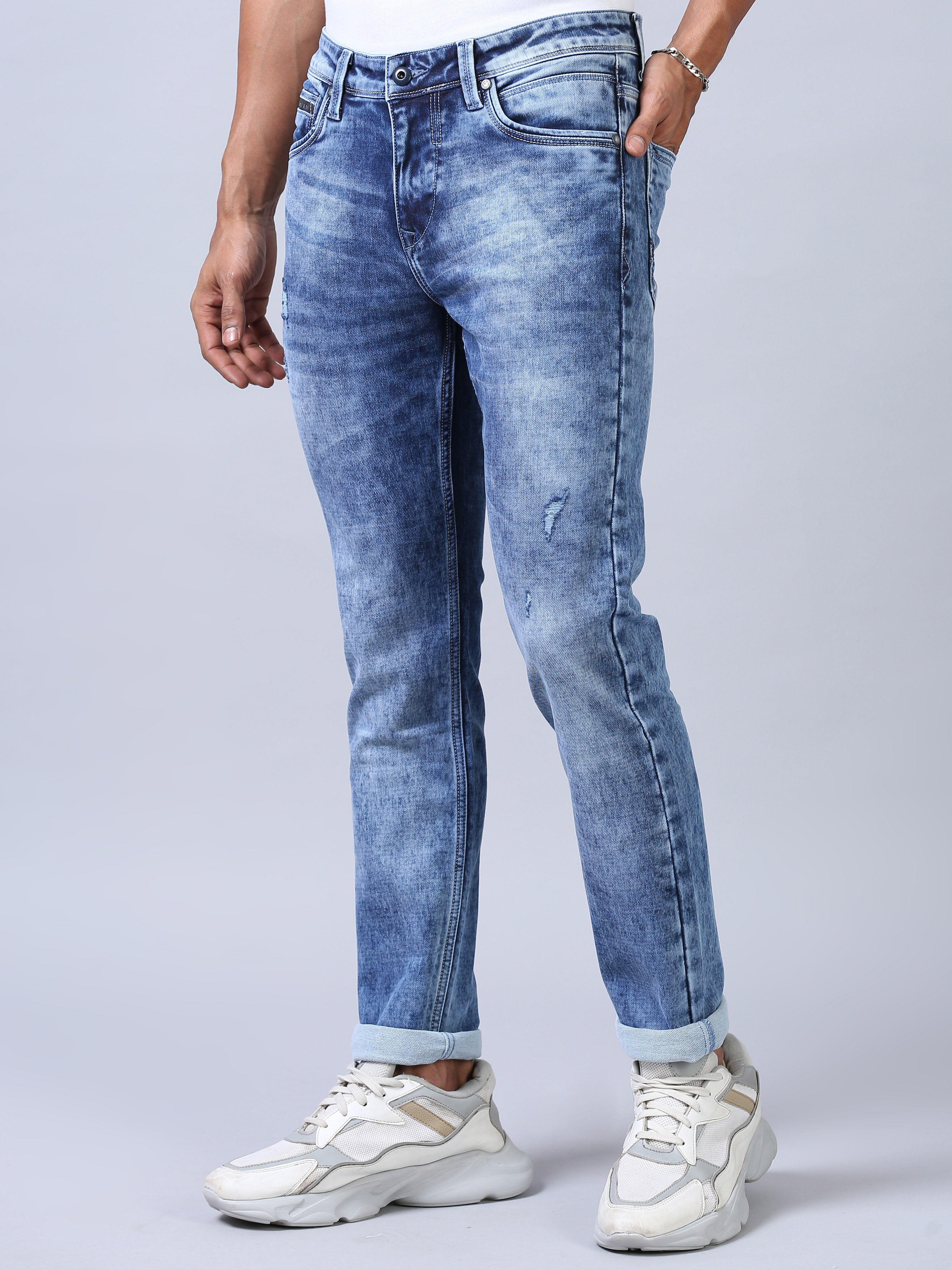Distressed Denim- Faded Blue