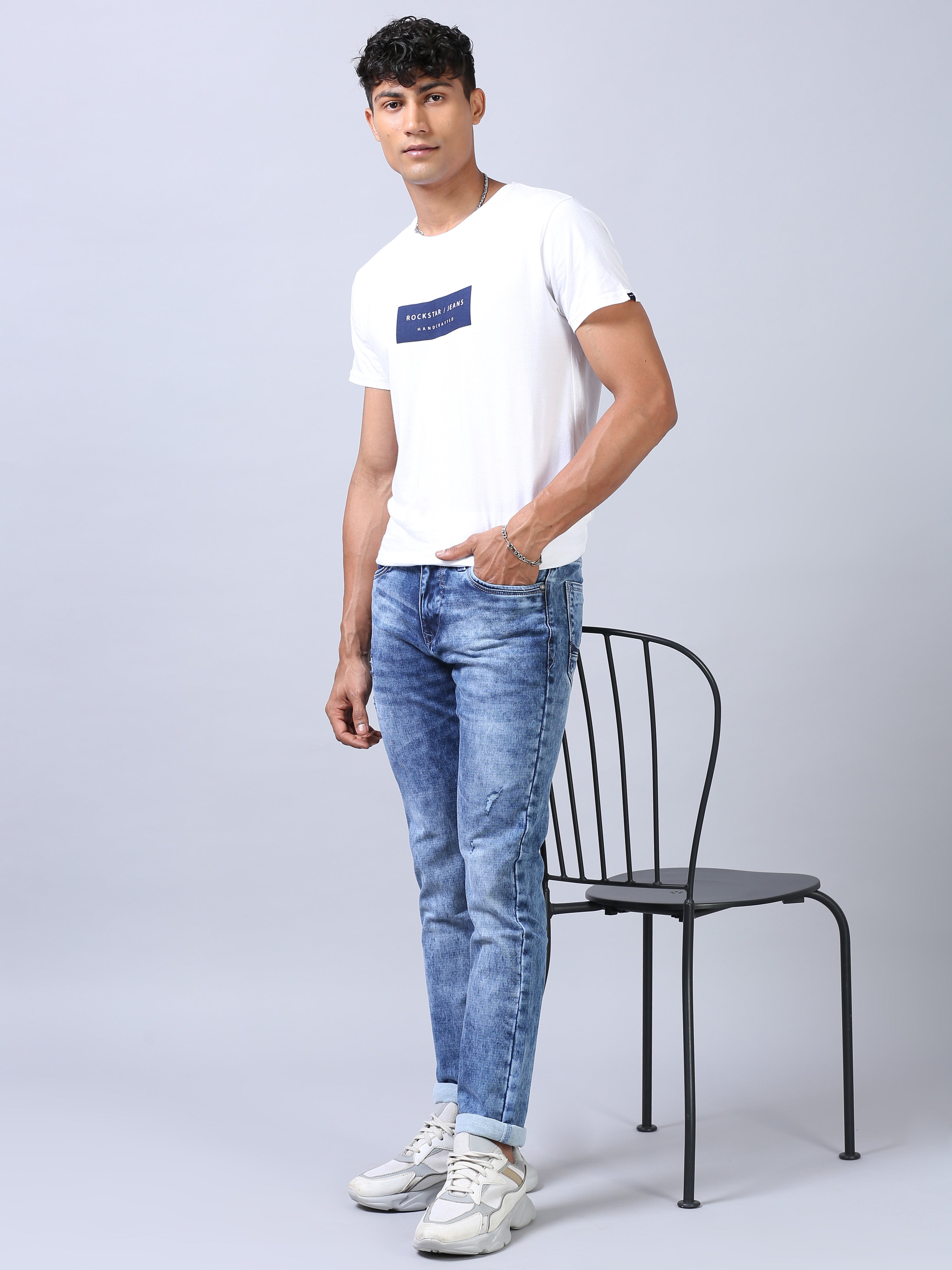 Distressed Denim- Faded Blue