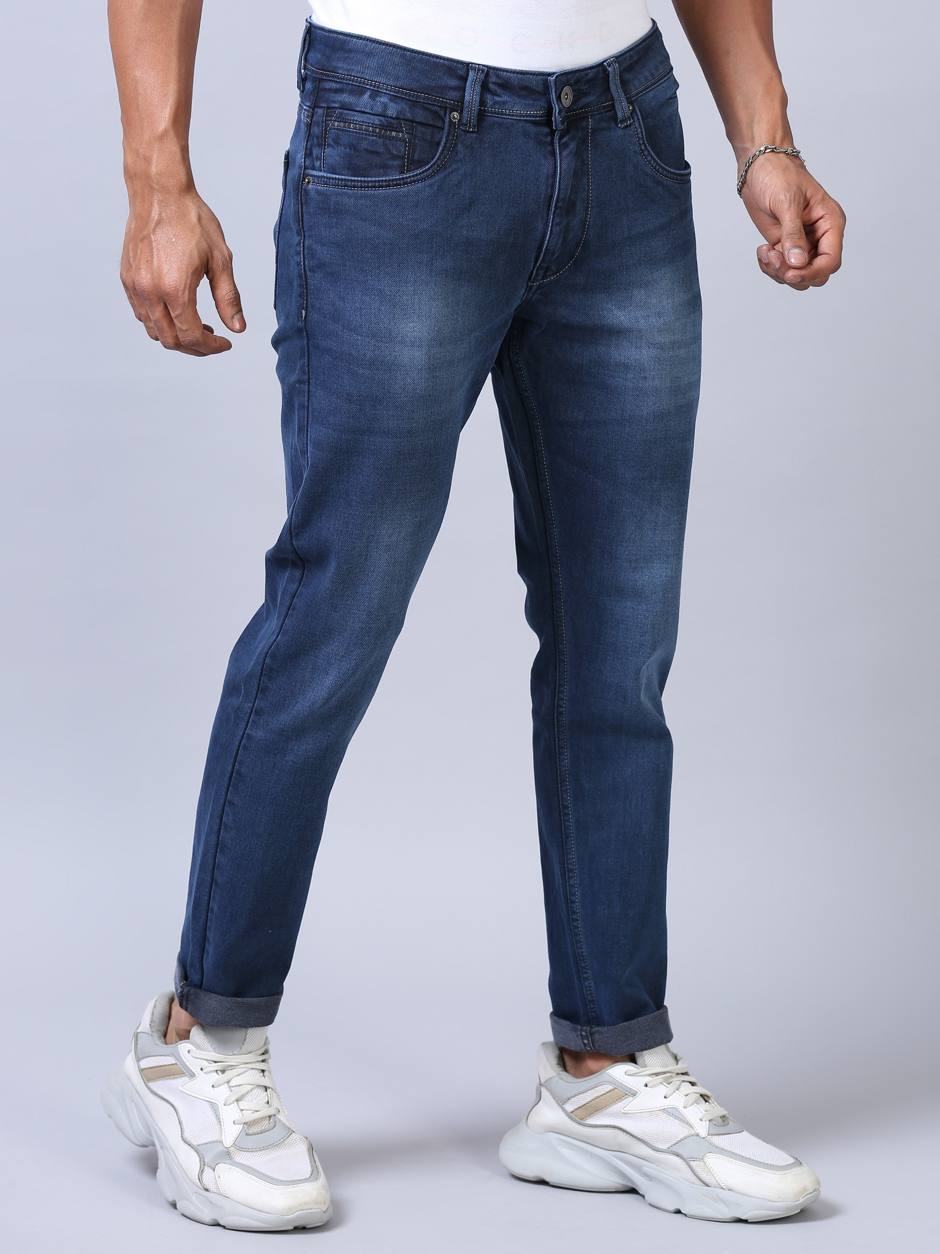 Ankle Fit Jeans- Darkwash Blue