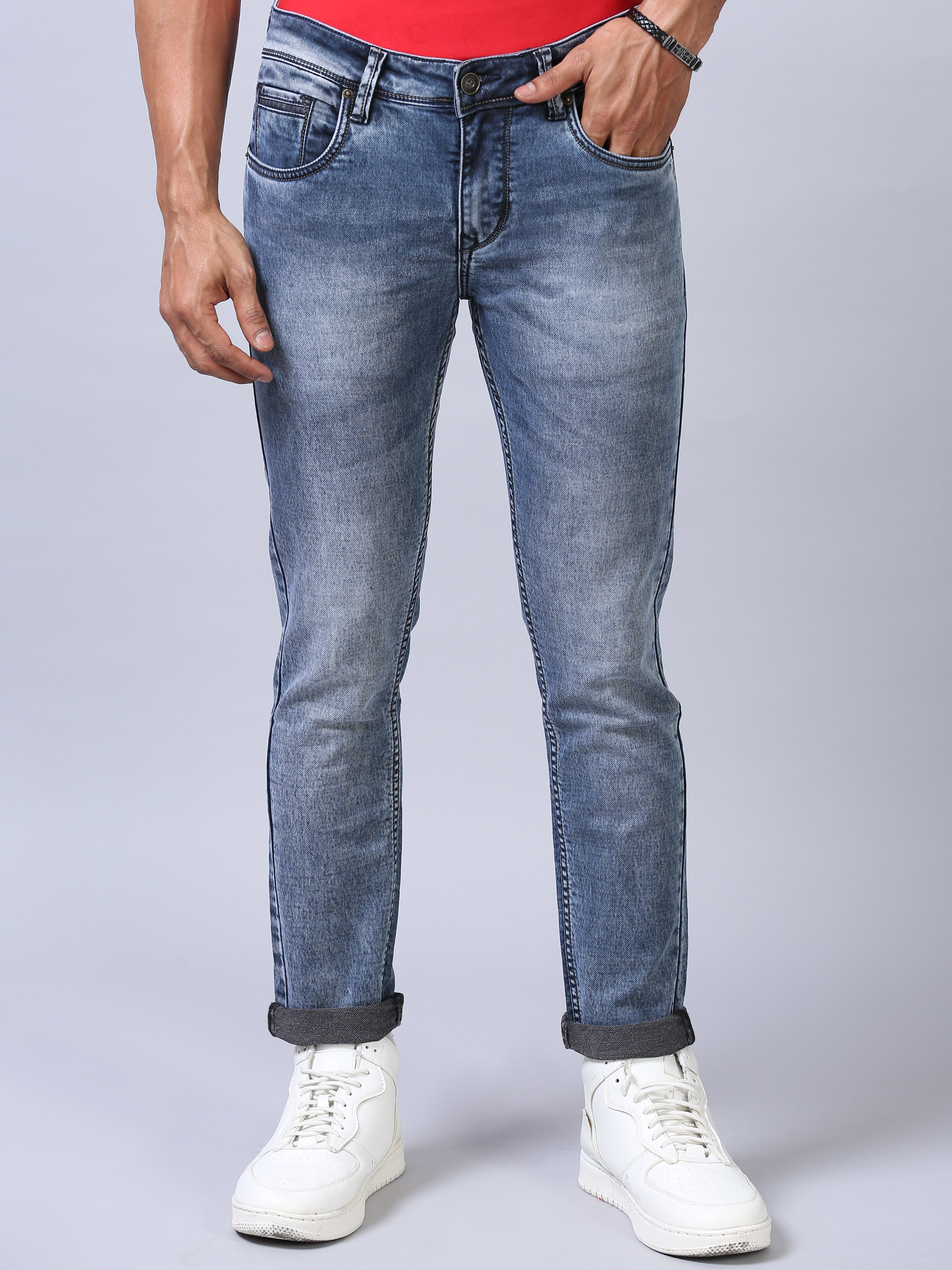 Ankle Fit Jeans - Greyish Blue