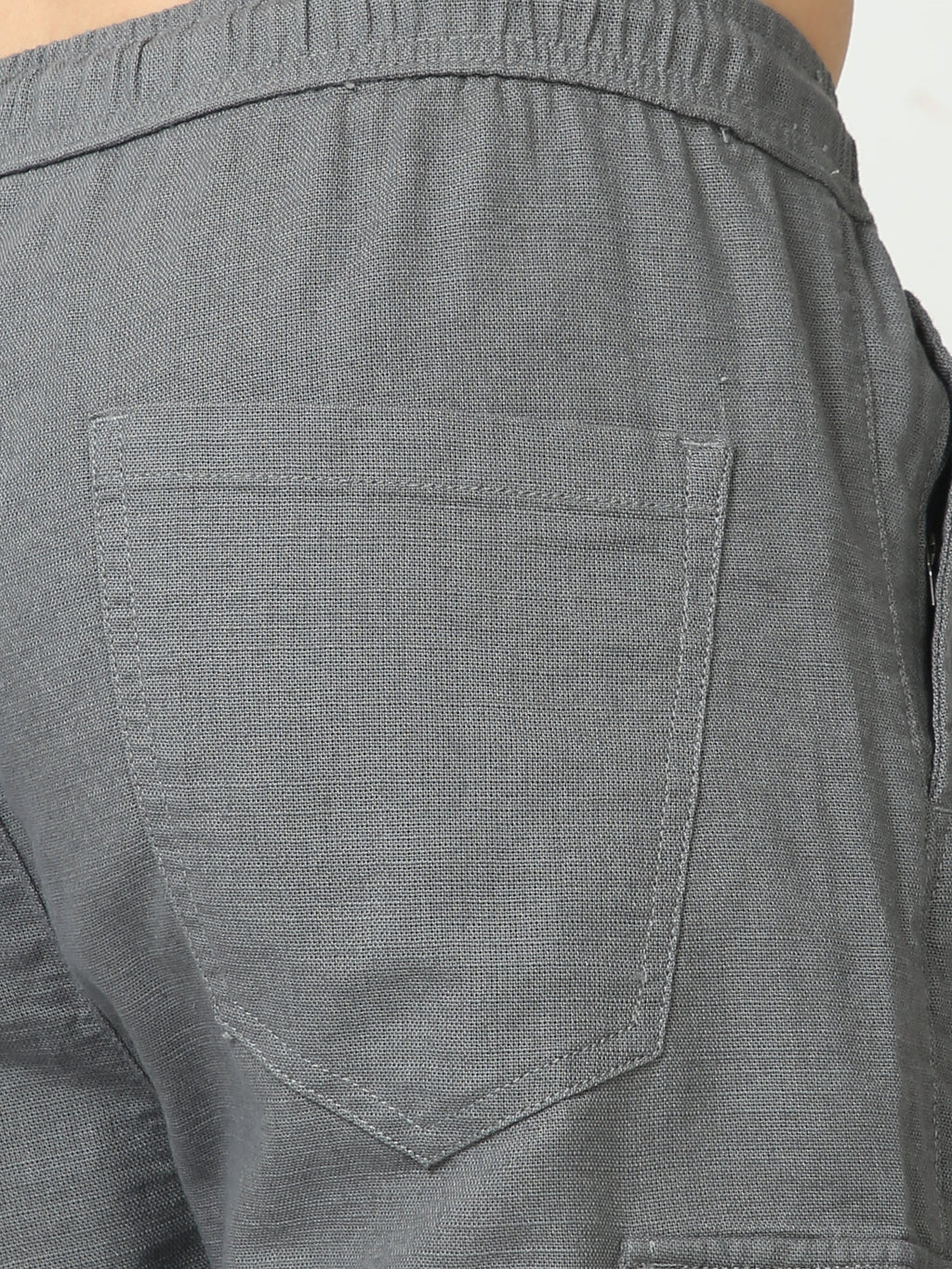 Men Lazy Grey Linen Pants