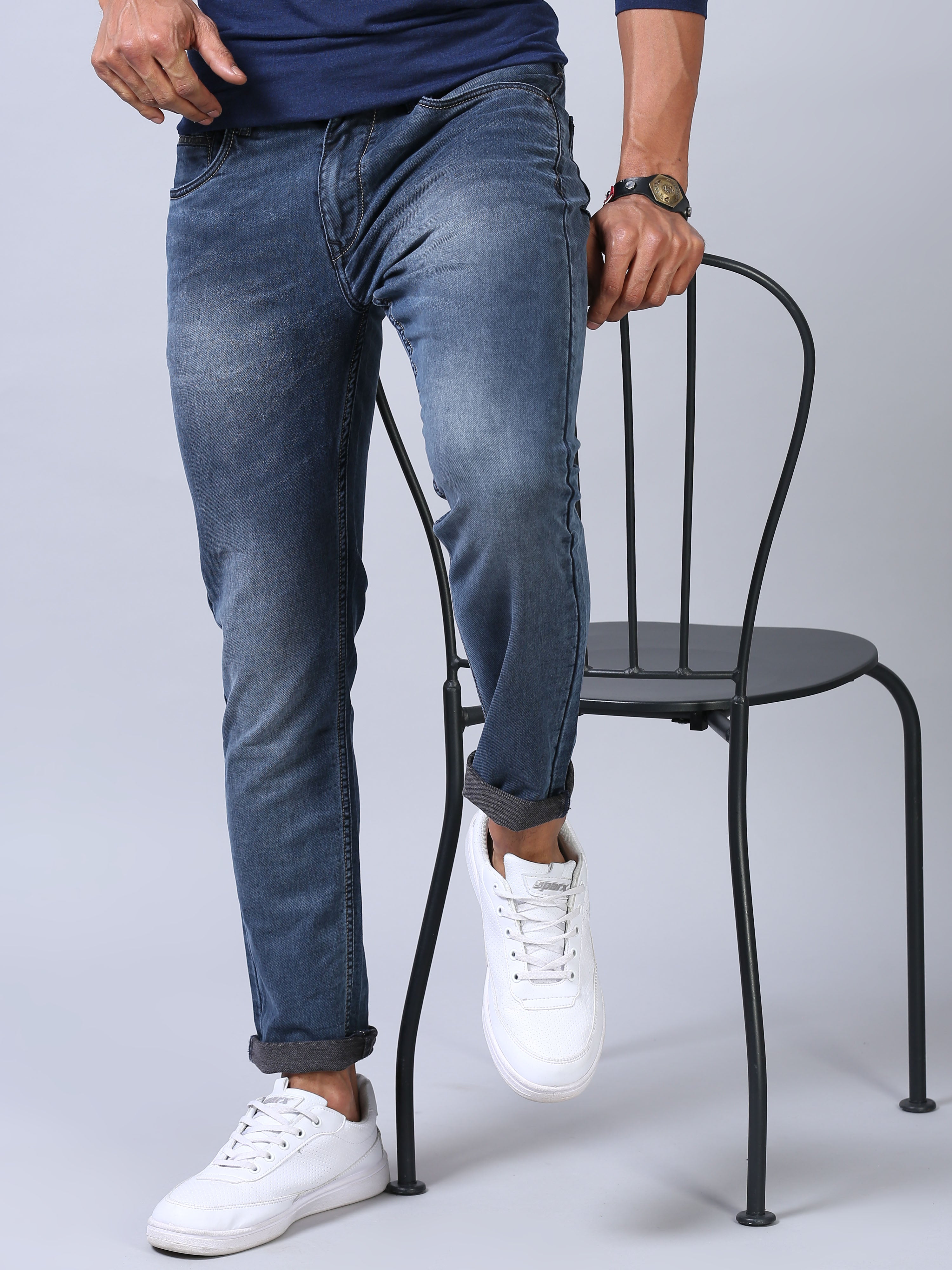 Ankle Fit Jeans - Faded Light Blue