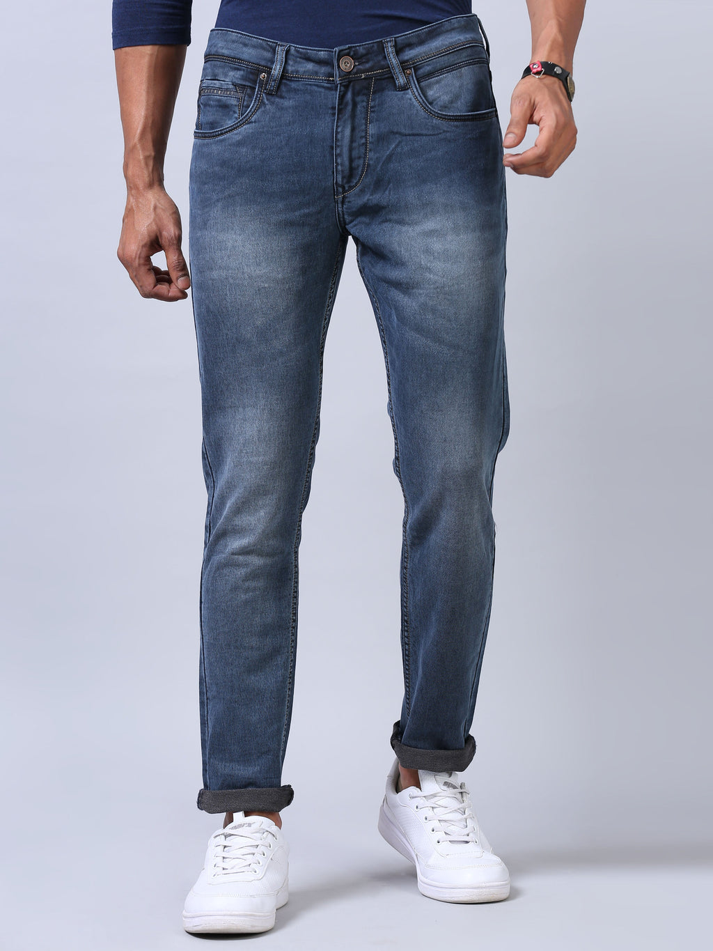 Ankle Fit Jeans - Faded Light Blue