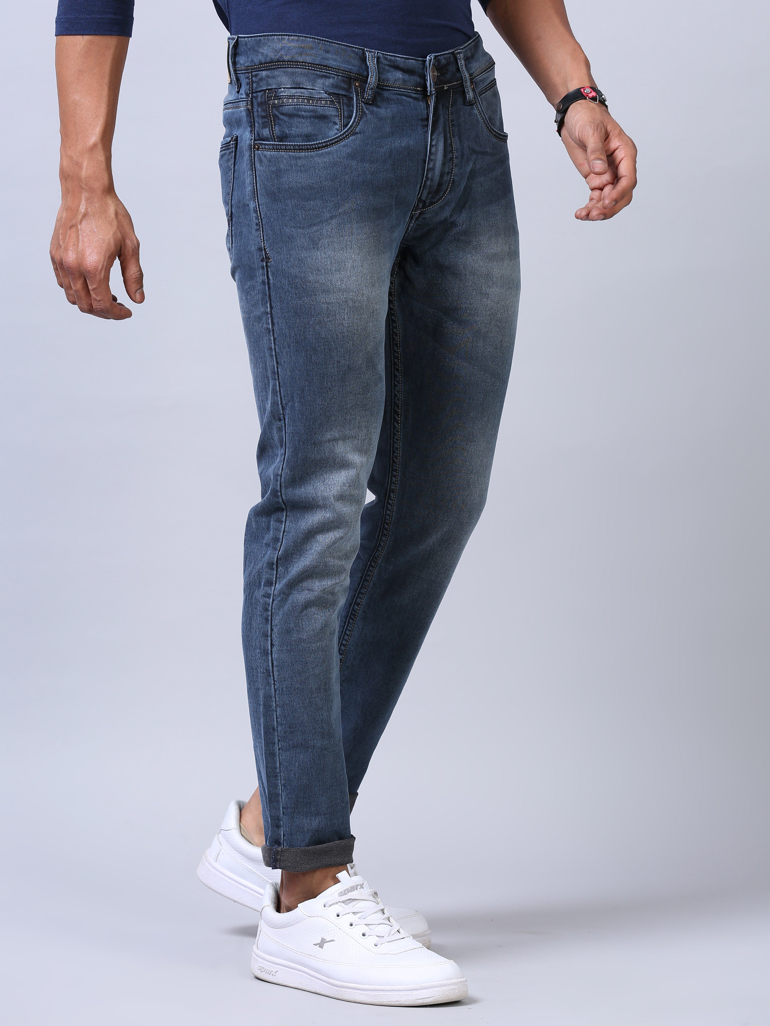 Ankle Fit Jeans - Faded Light Blue