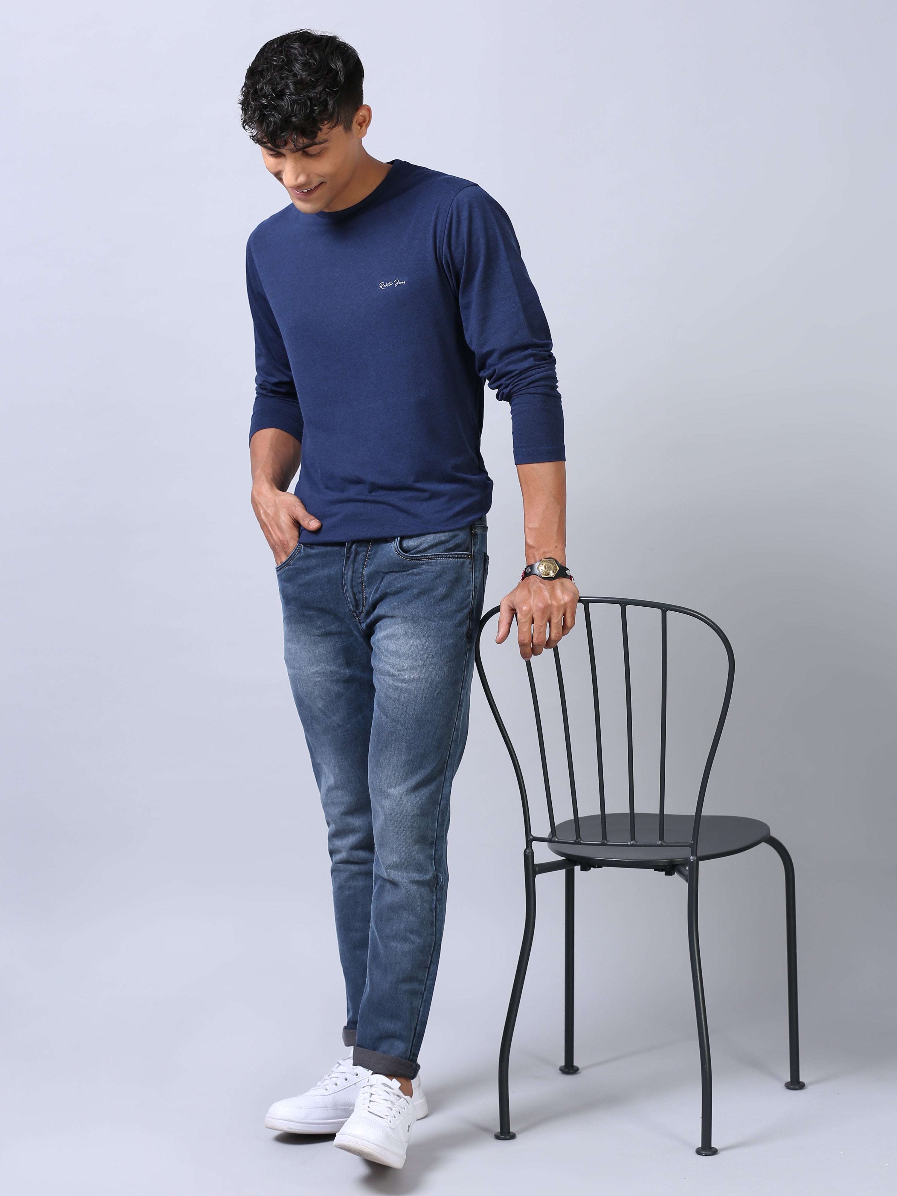 Ankle Fit Jeans - Faded Light Blue
