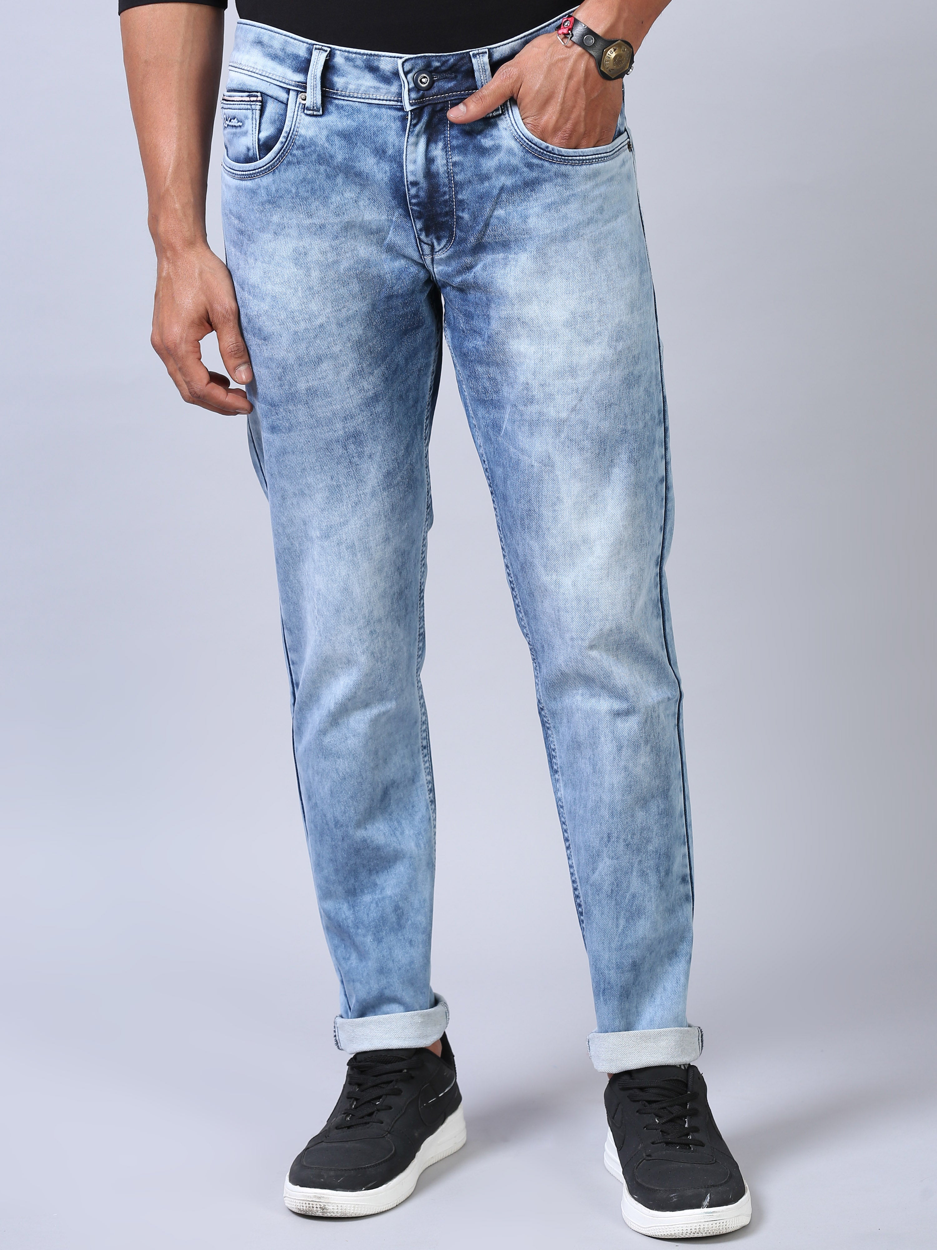 Ankle Fit Jeans - Acidwash Blue
