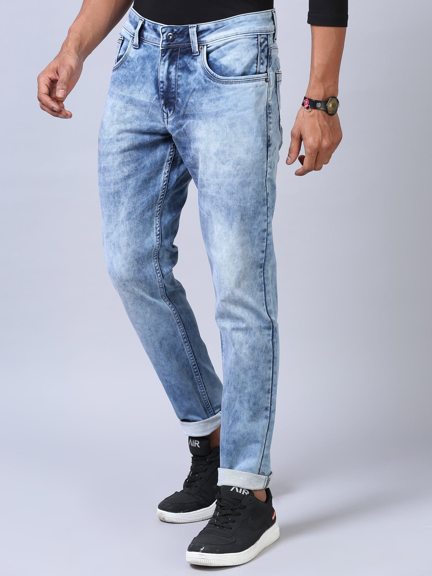 Ankle Fit Jeans - Acidwash Blue