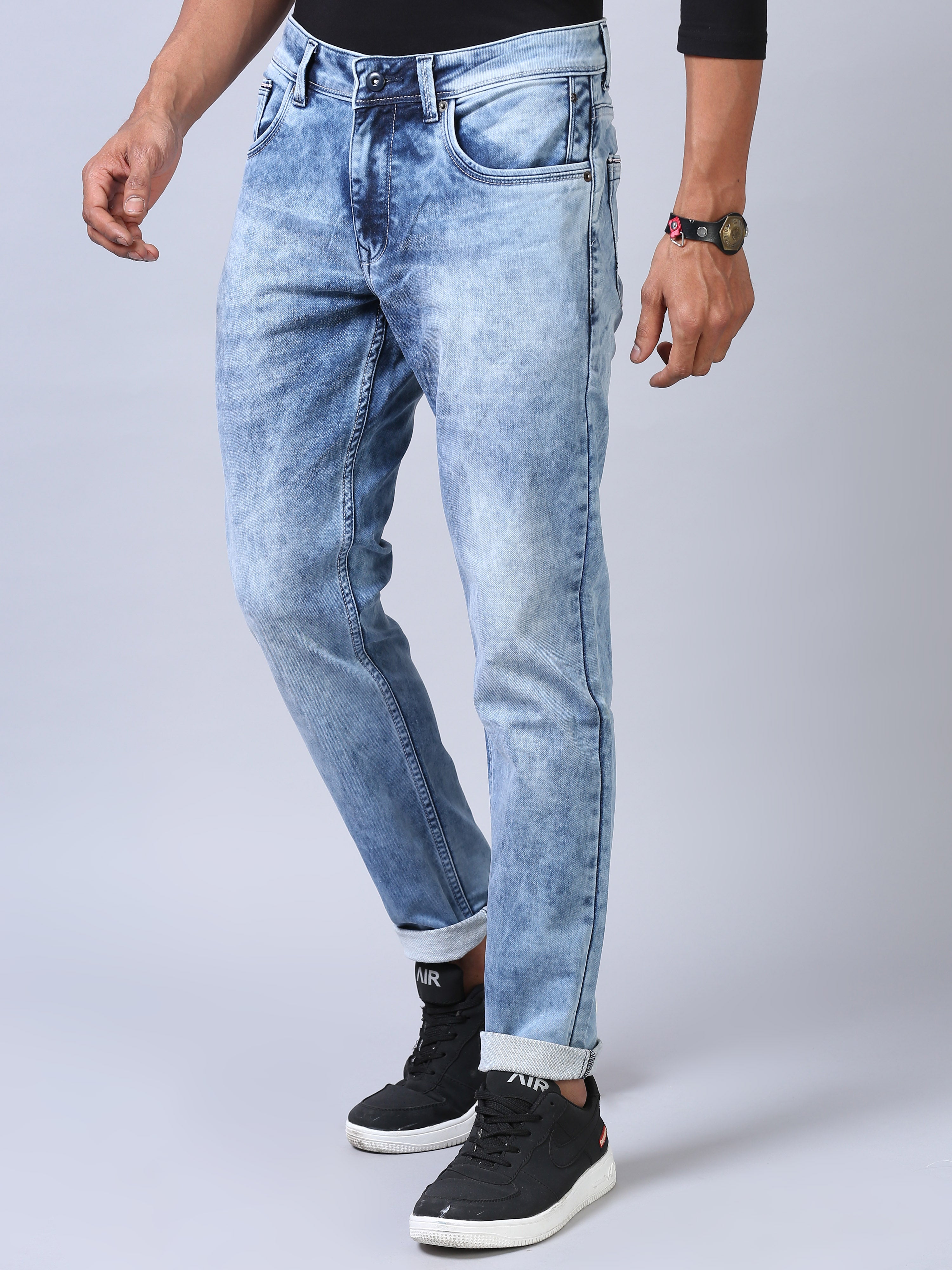 Ankle Fit Jeans - Acidwash Blue