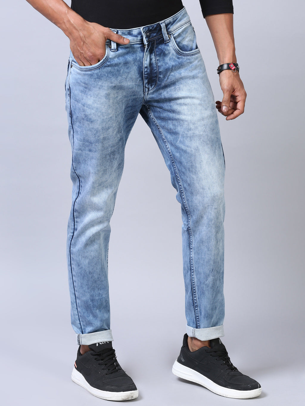 Ankle Fit Jeans - Acidwash Blue