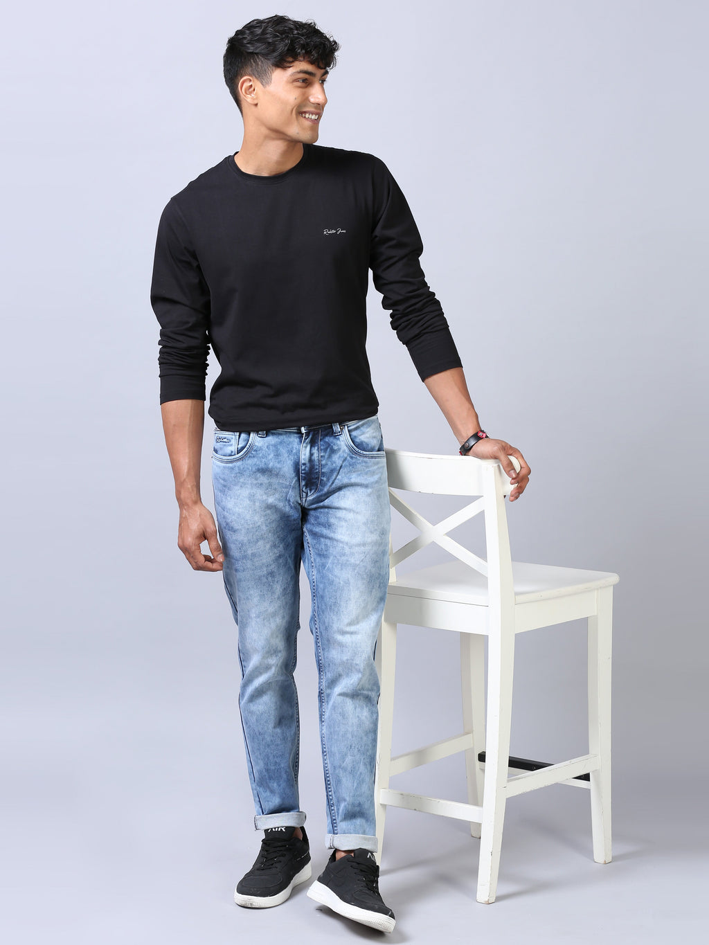 Ankle Fit Jeans - Acidwash Blue