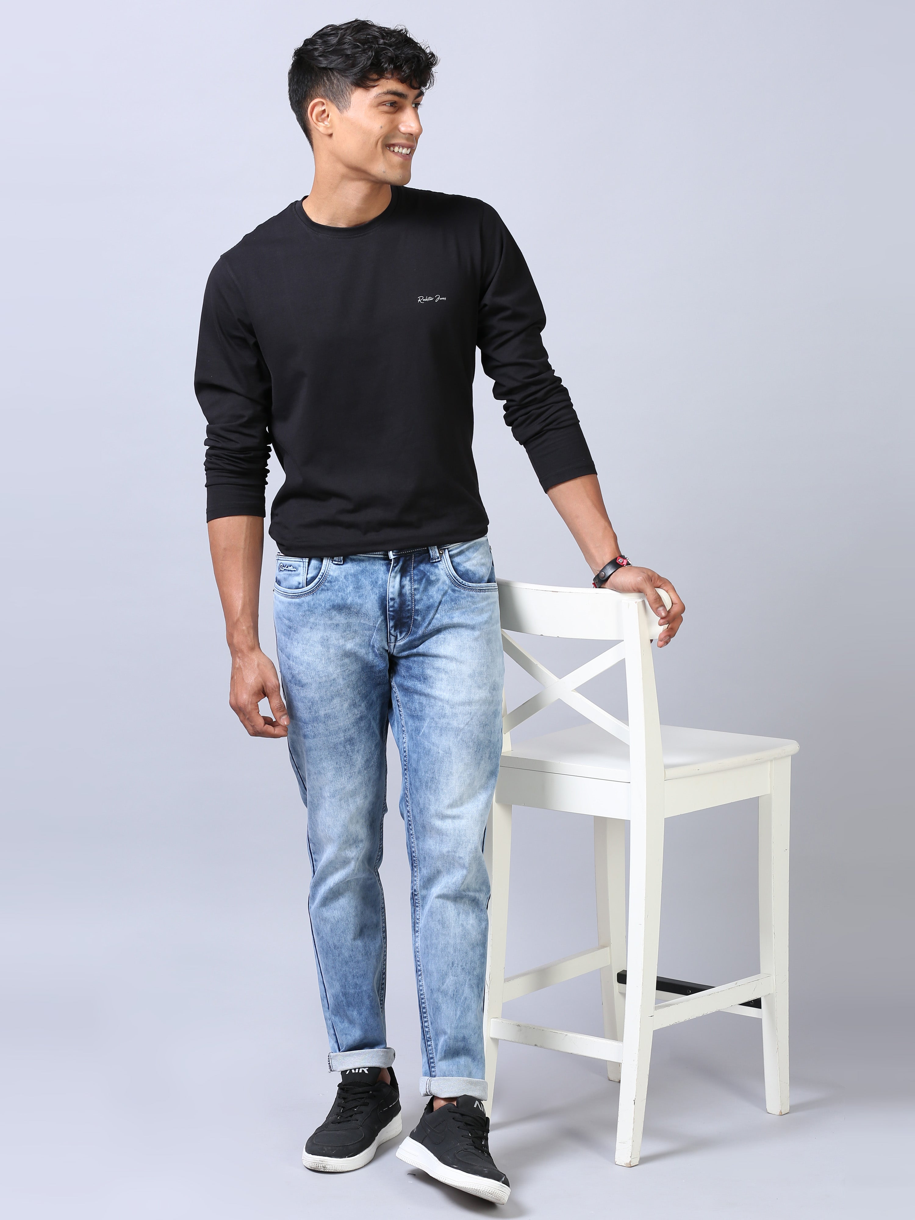 Ankle Fit Jeans - Acidwash Blue