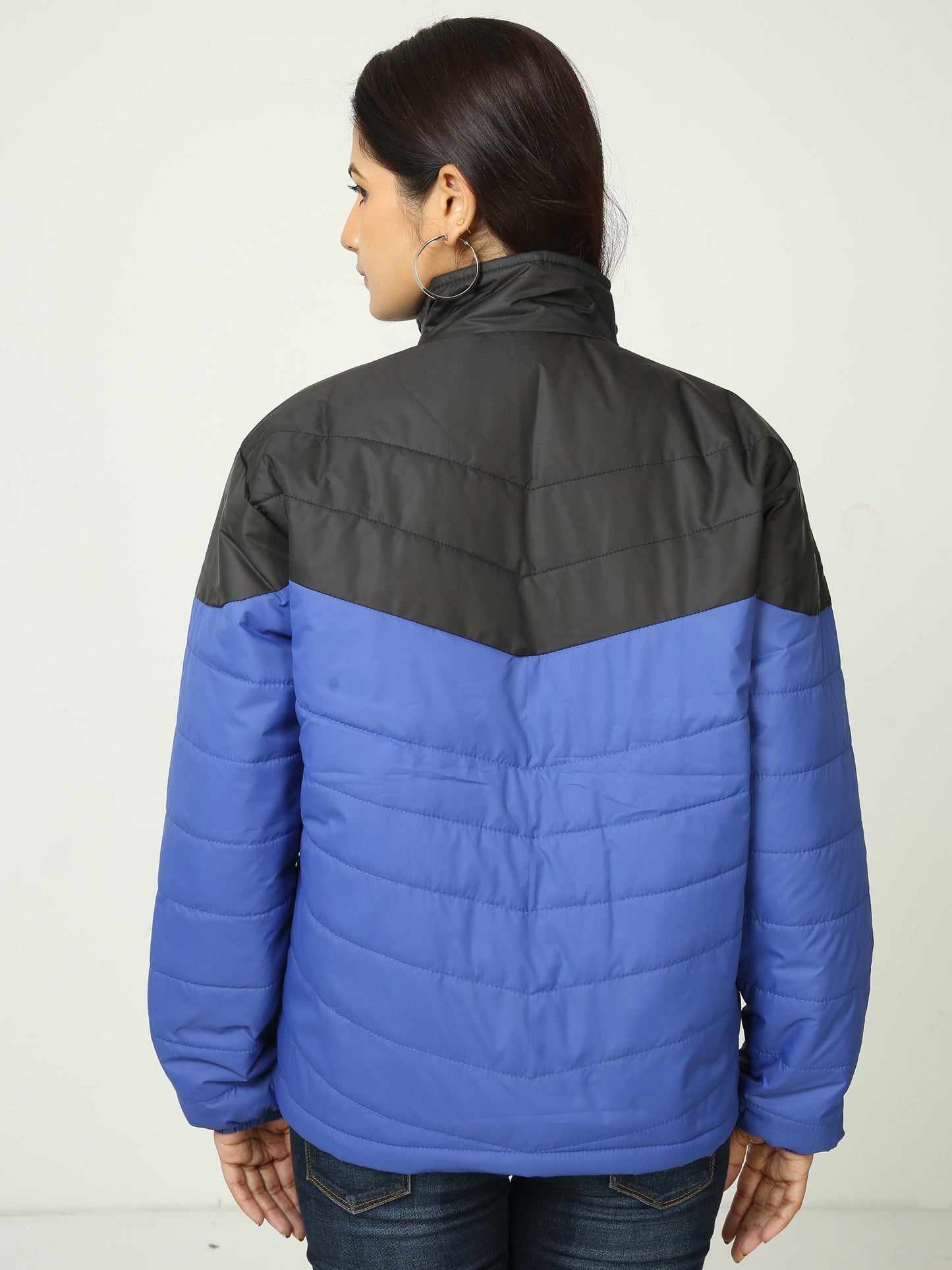 Women Black-Blue Bomber Jacket