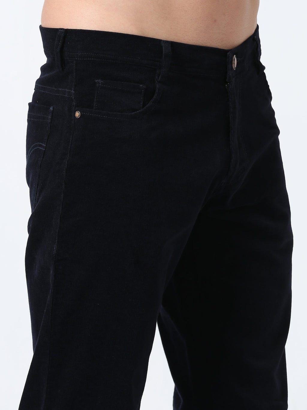 Men Corduroy Trousers-Navy