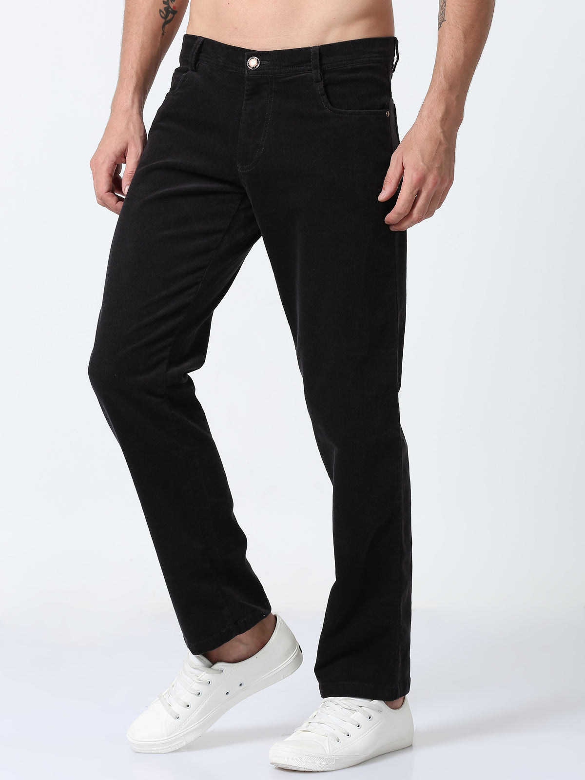 Men Corduroy Trousers-Grey