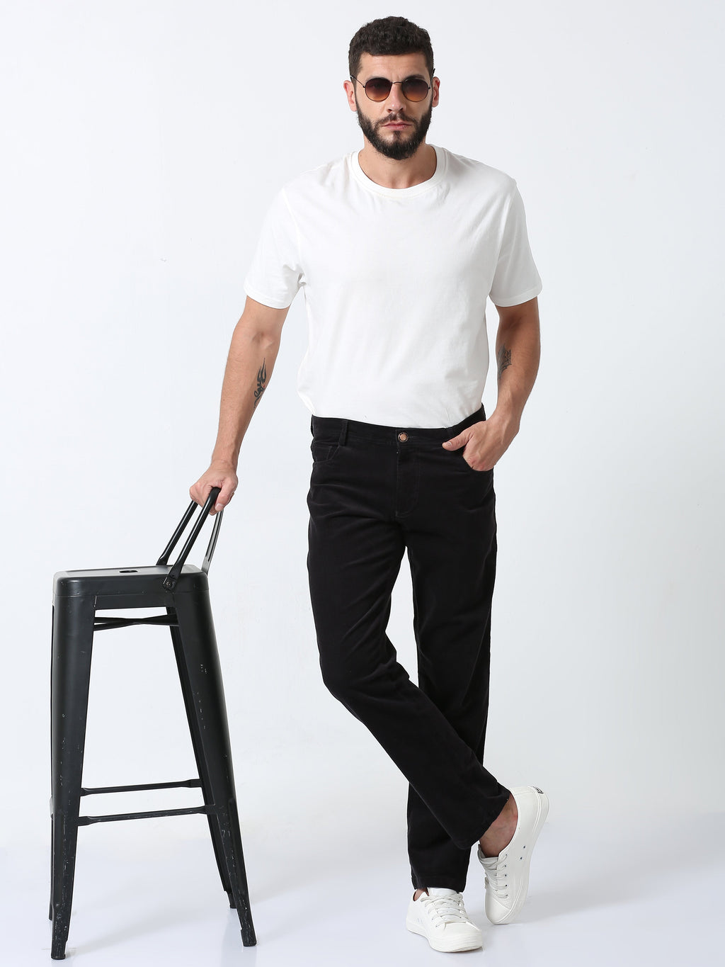 Men Corduroy Trousers-Grey