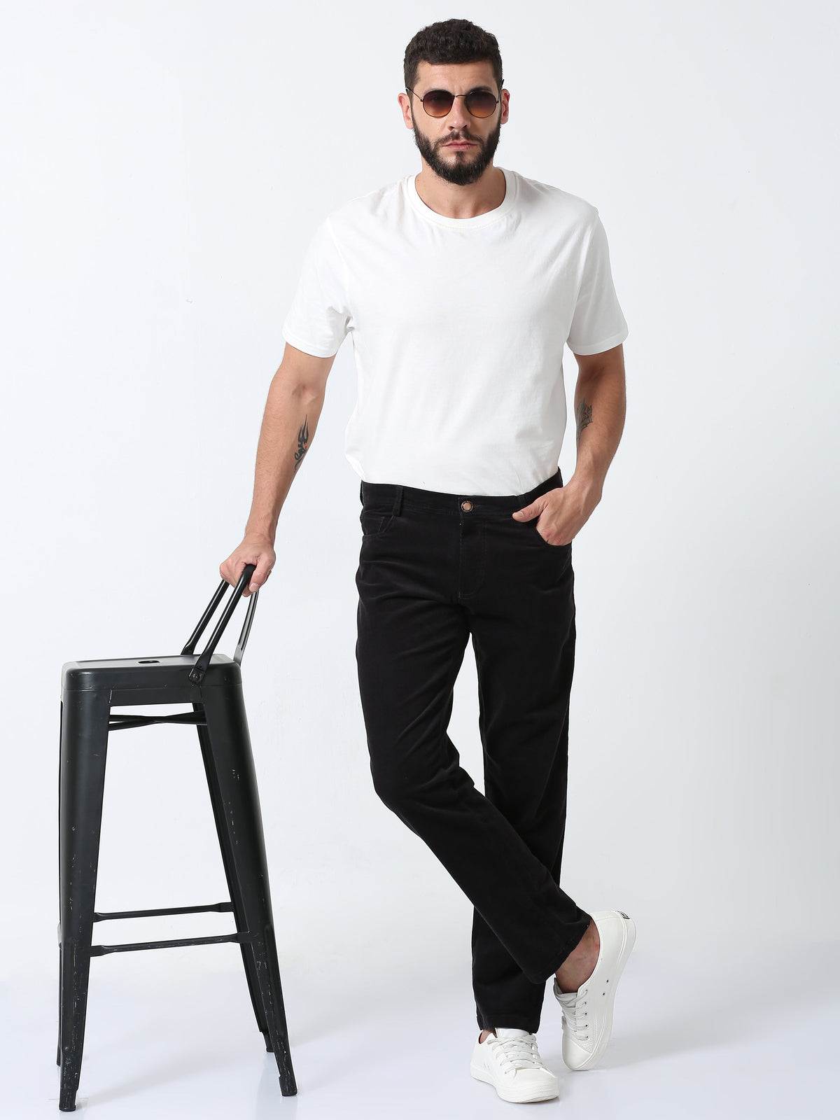 Men Corduroy Trousers-Grey