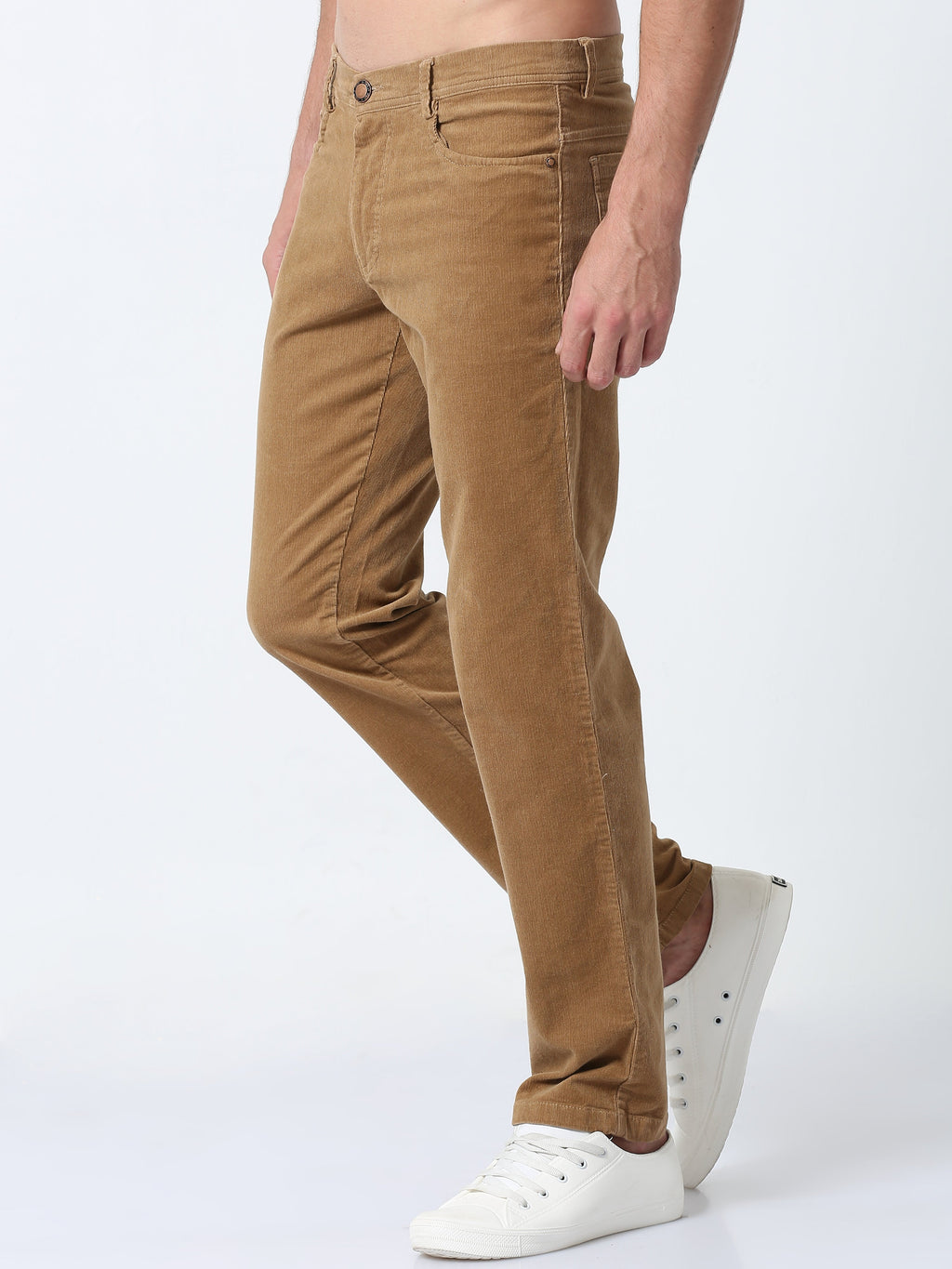 Men Corduroy Trousers-Light Khaki
