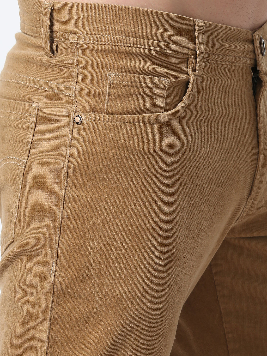 Men Corduroy Trousers-Light Khaki