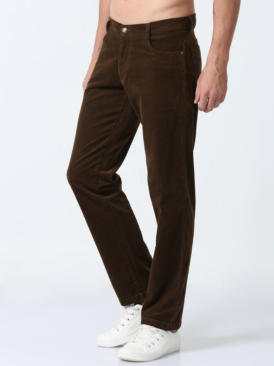 Men Corduroy Trousers-Brown