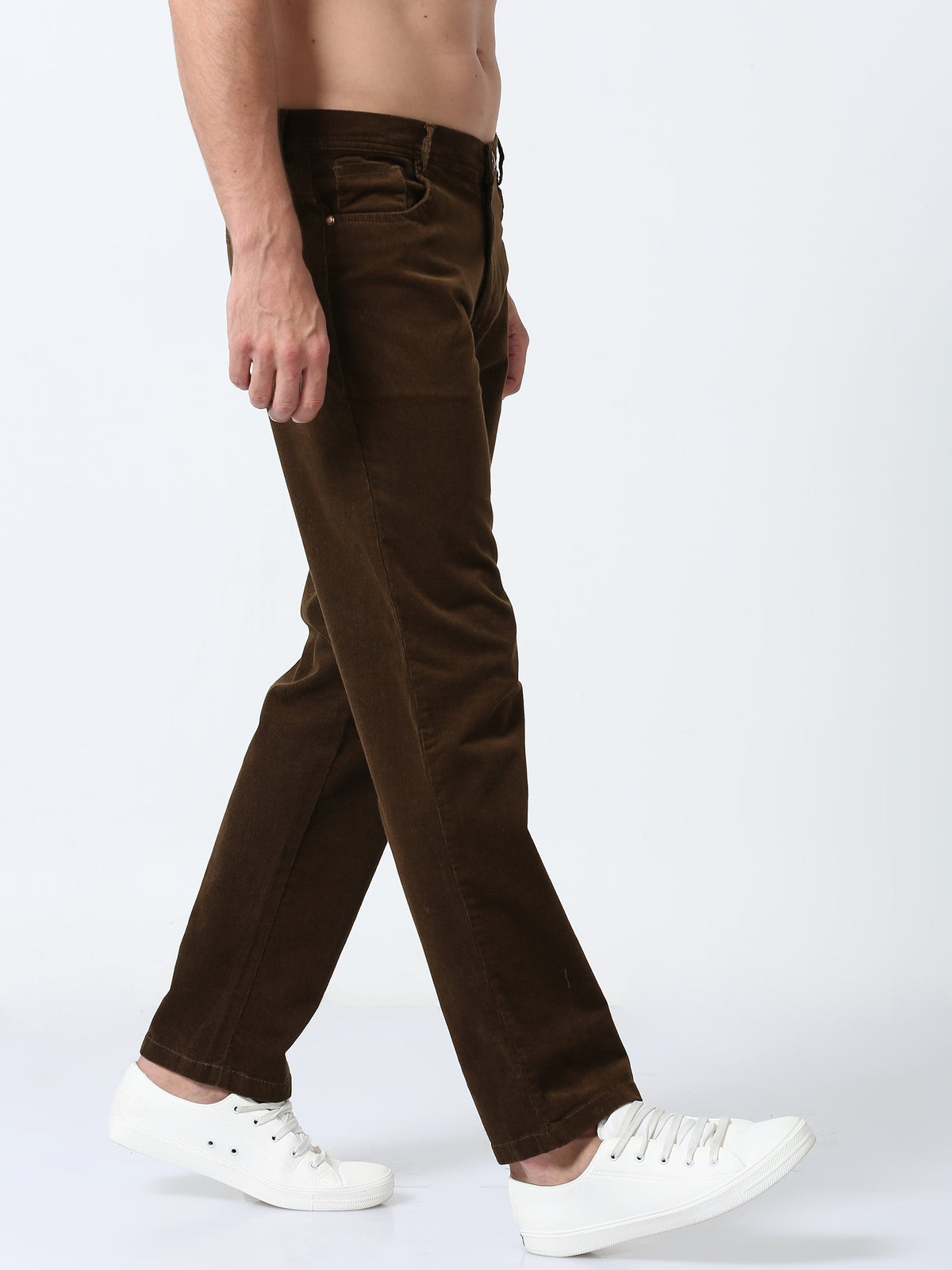 Men Corduroy Trousers-Brown