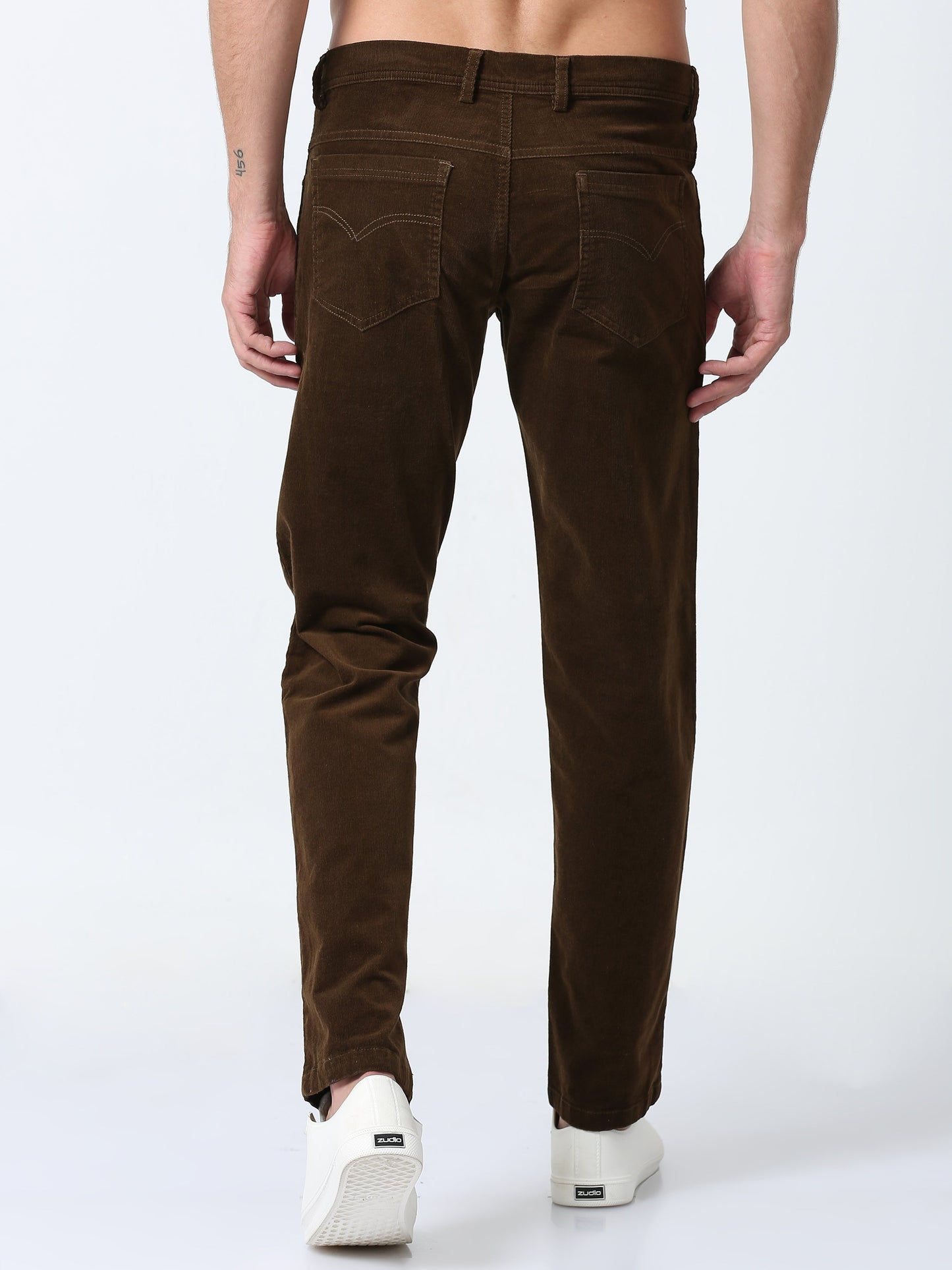 Men Corduroy Trousers-Brown