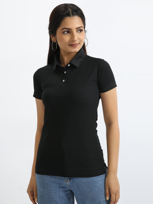 Black Women's Polo T-shirt