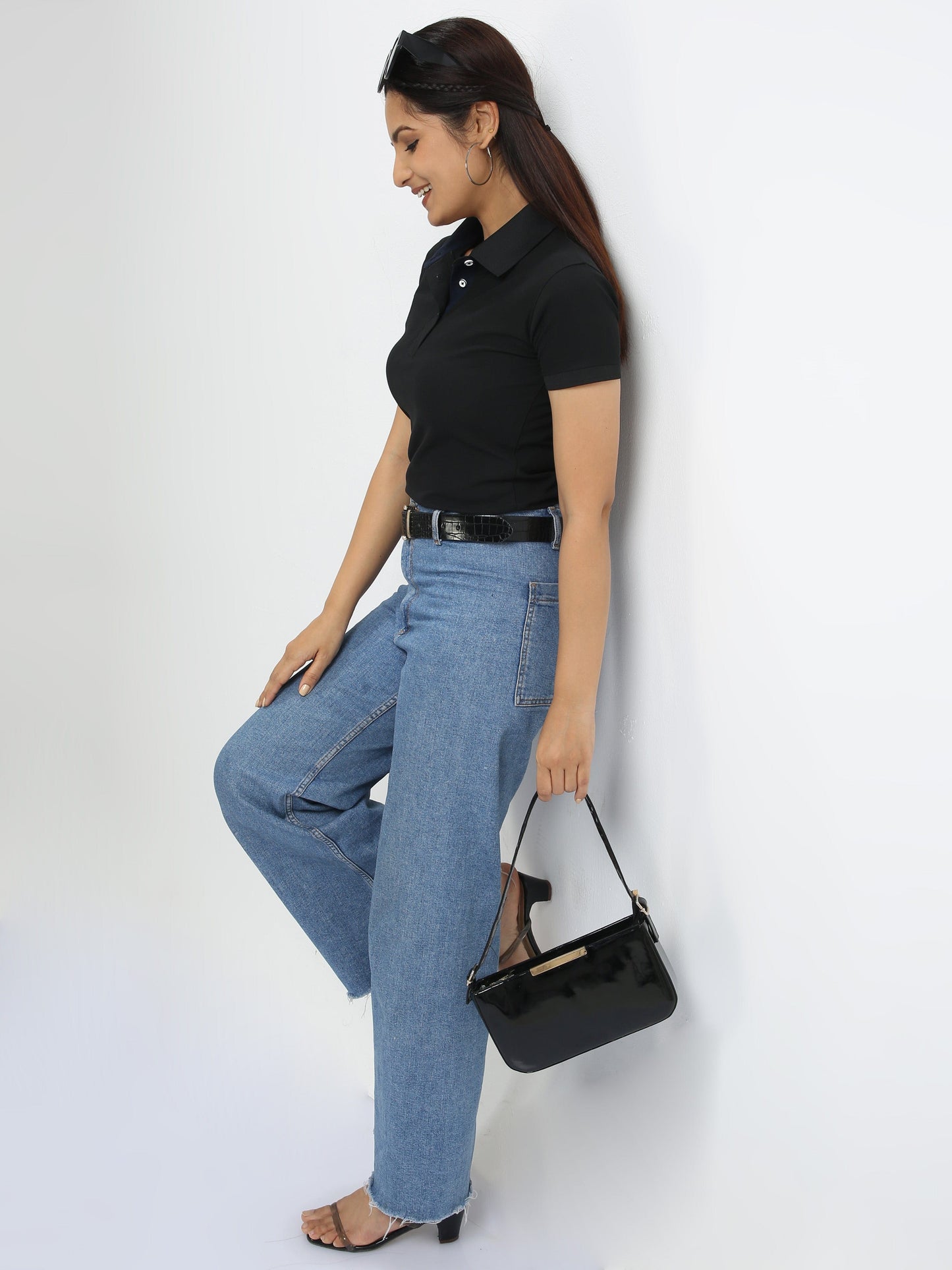 Black Women's Polo T-shirt
