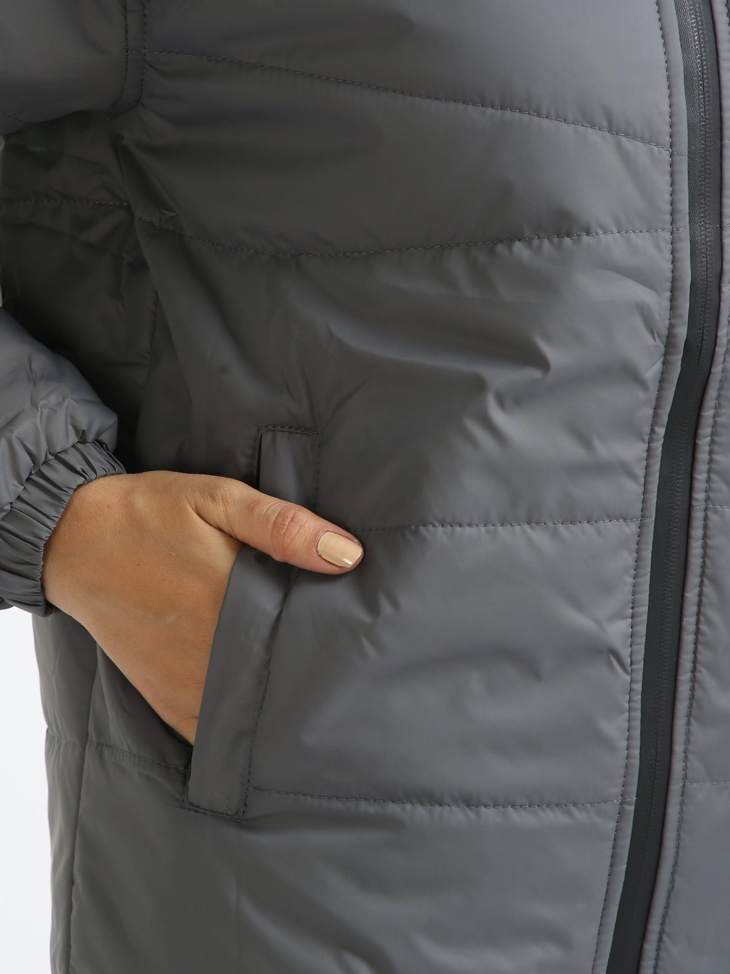 Women Dove Grey Bomber Jacket with Hood