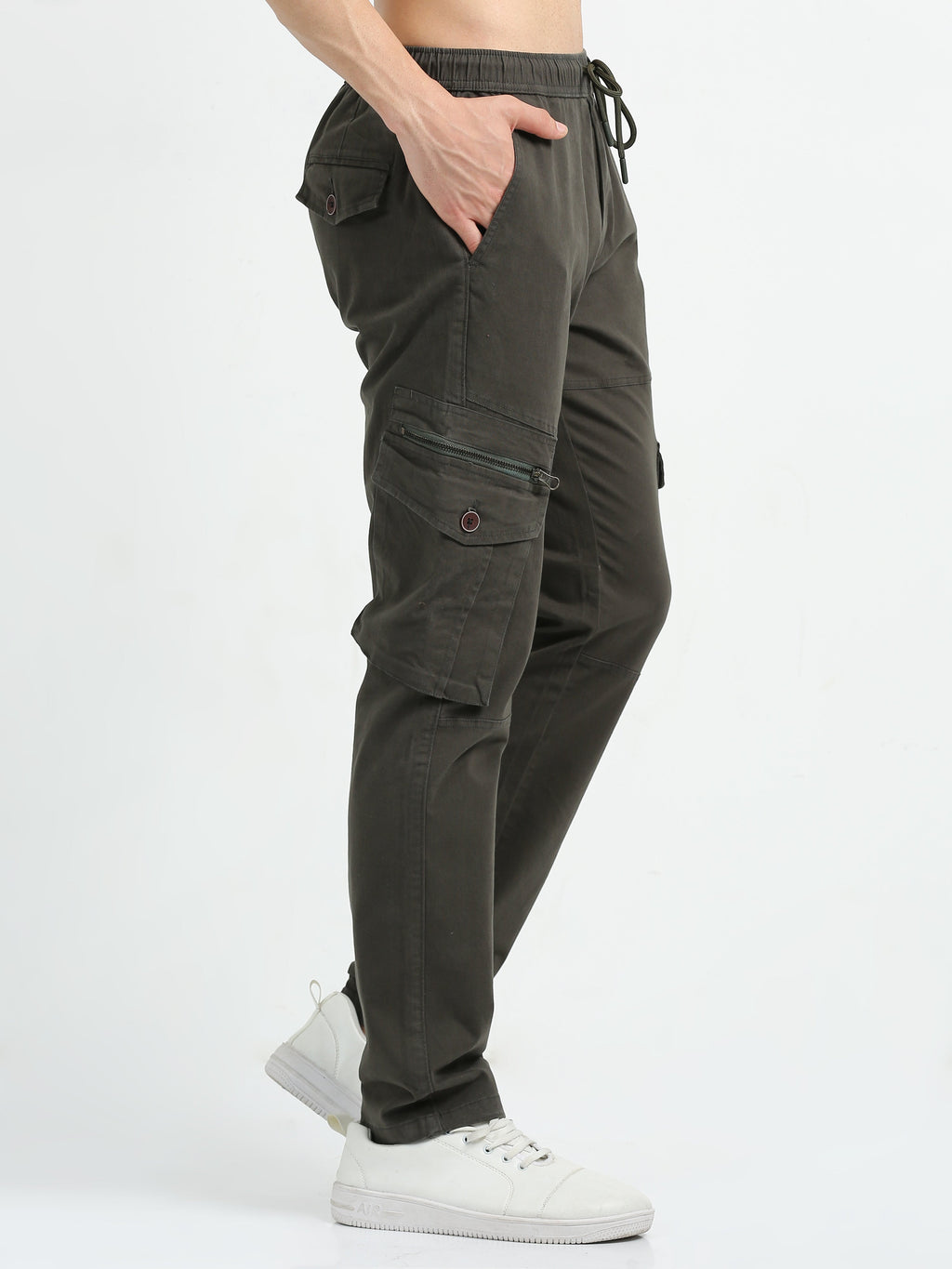 Men Zipper Cargo-Olive