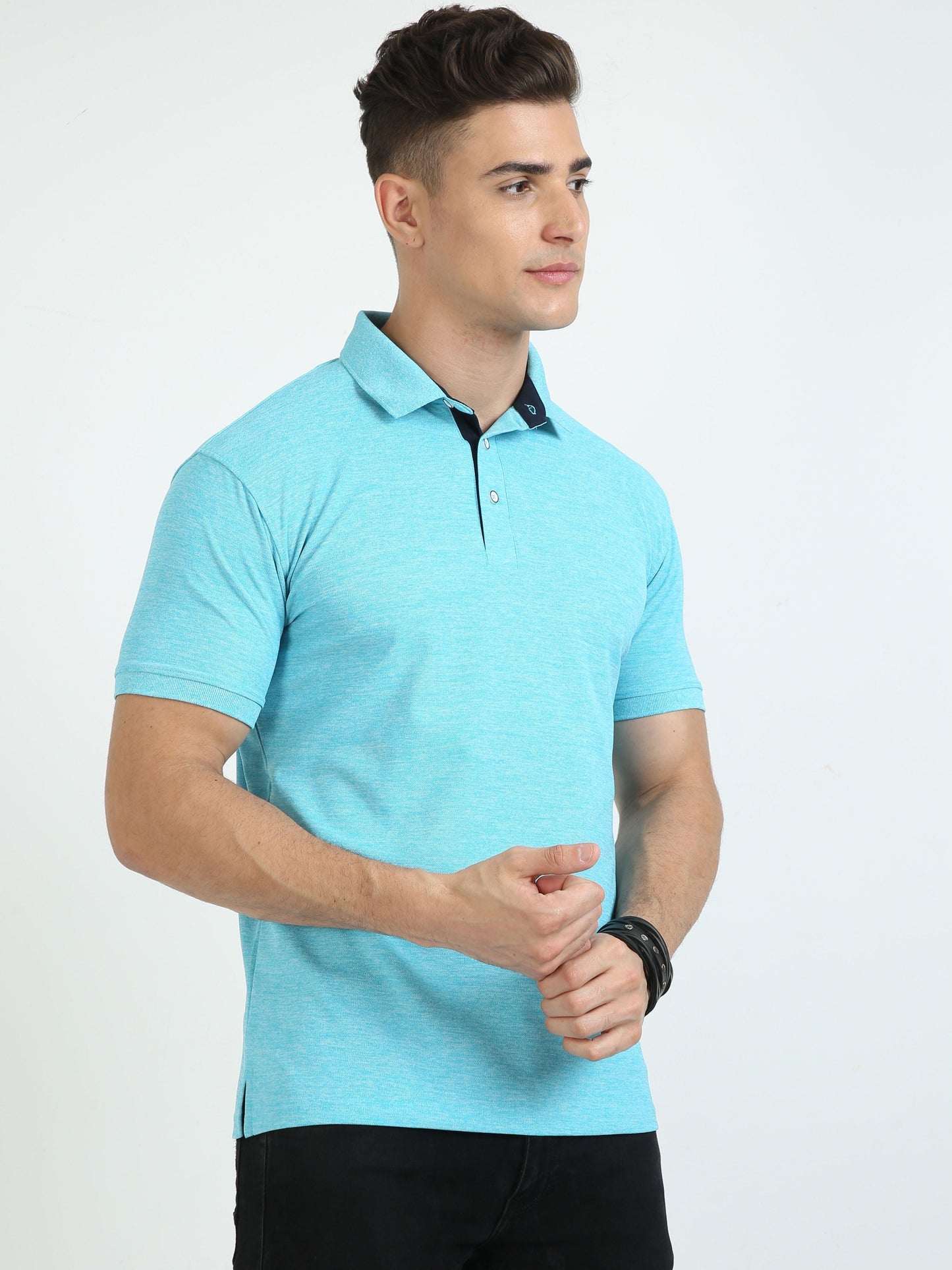 Blue Lagoon Melange Men's Polo T-shirt