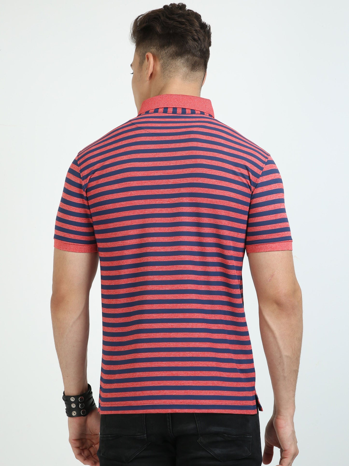 Red & Blue Stripe Men's Polo T-shirt