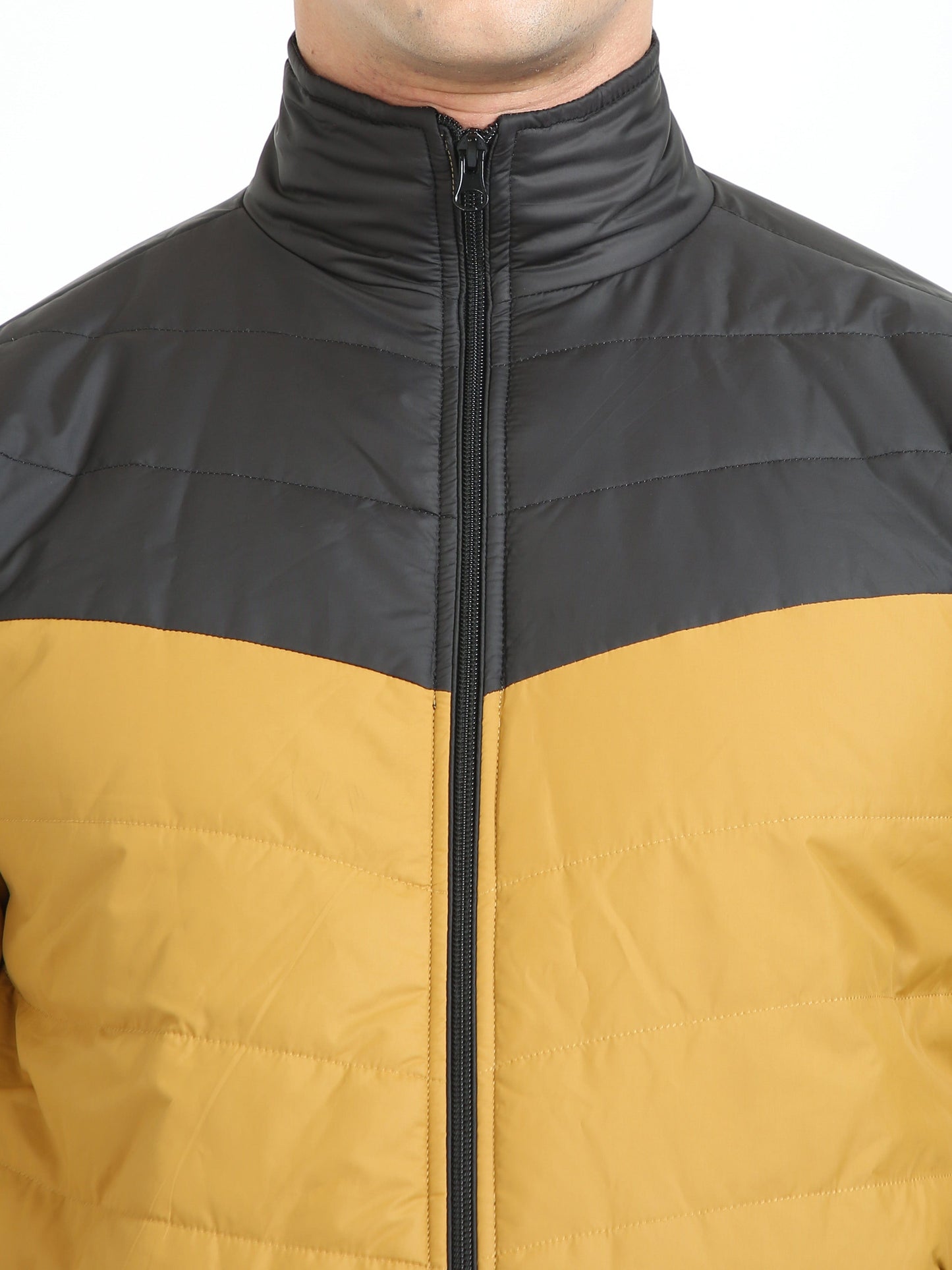 Men Golden-Black Cut & Sew Jacket