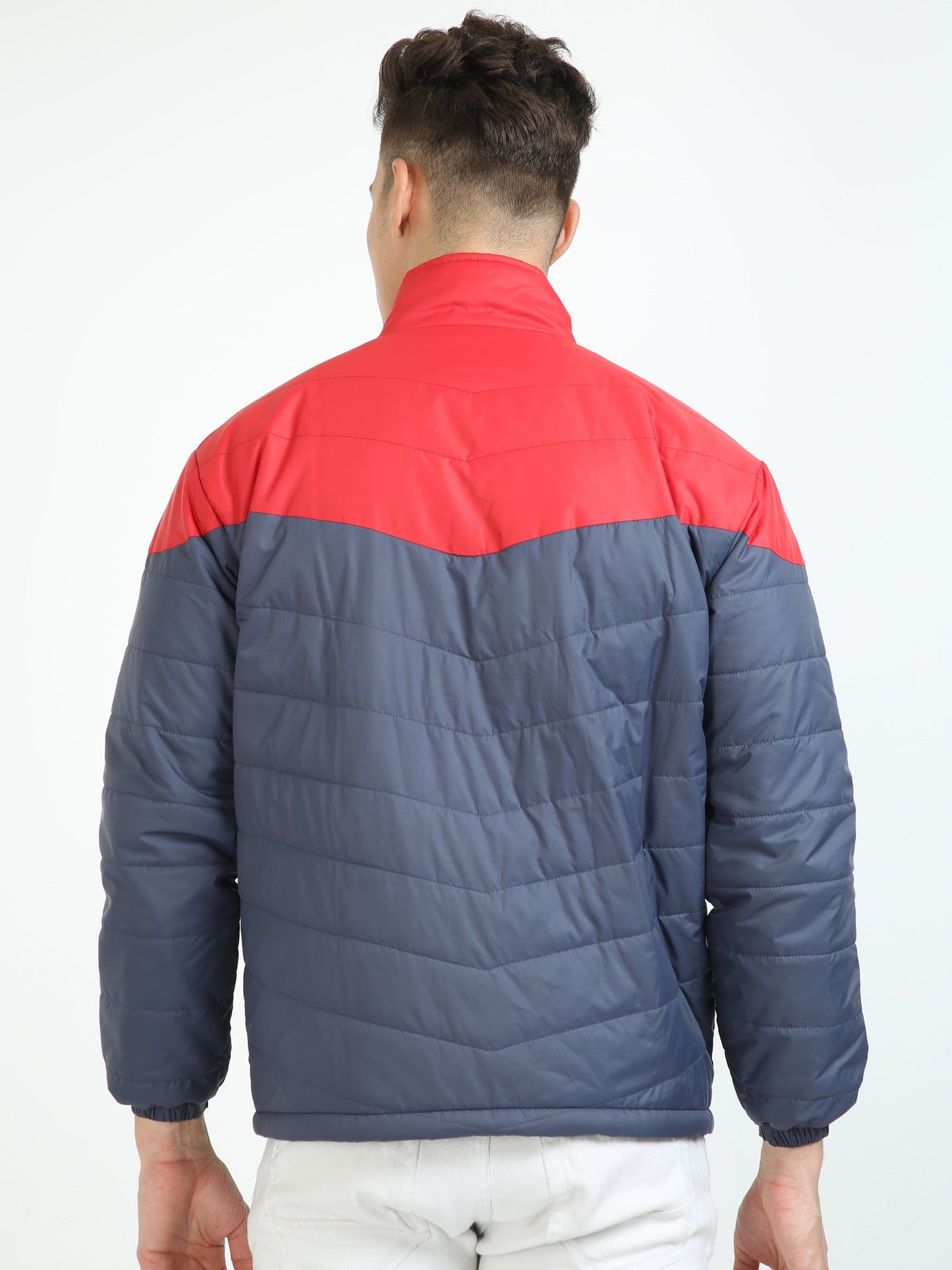 Men Red-Navy Bomber Jacket