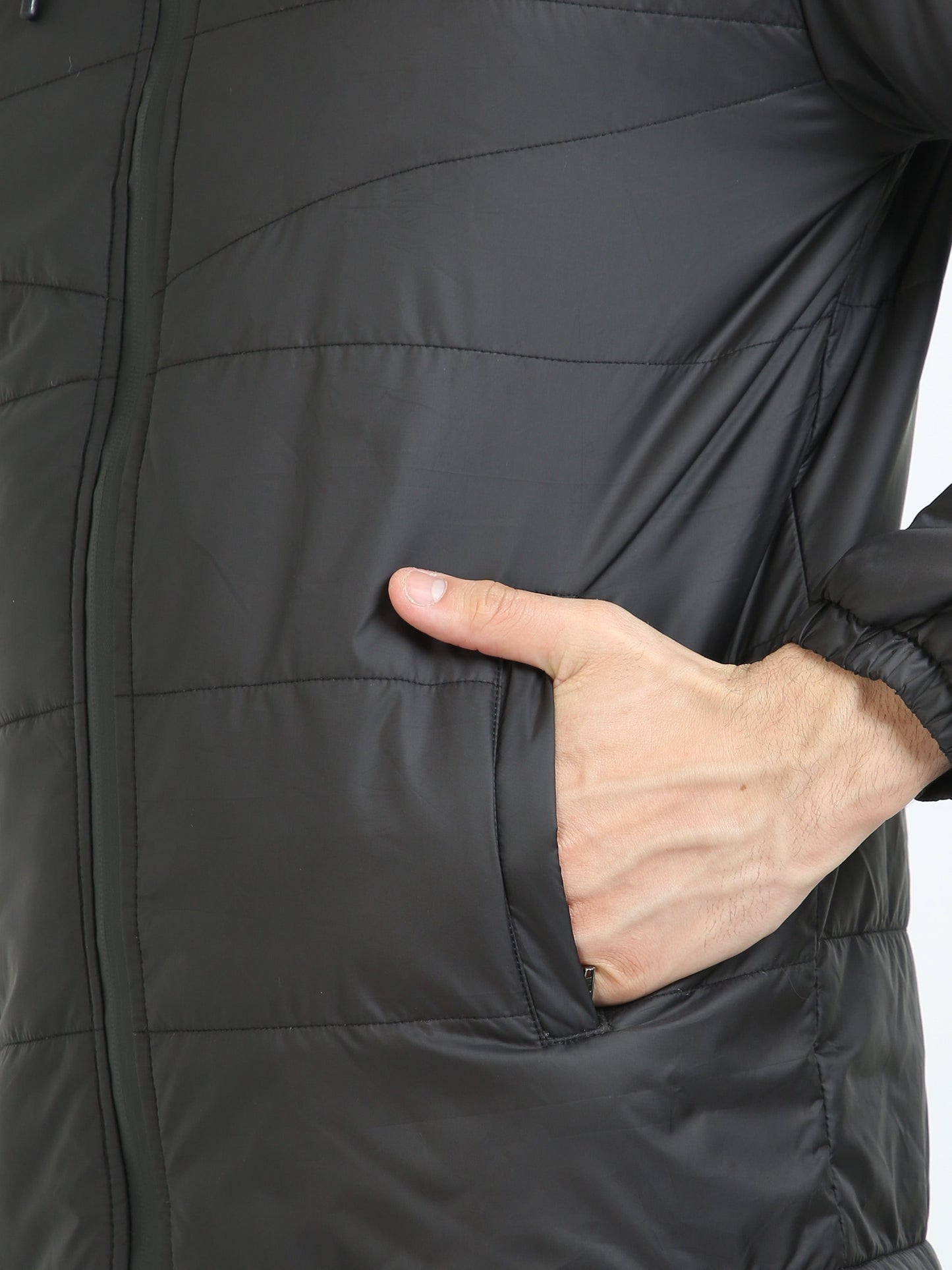 Men Black Bomber Jacket with Hood