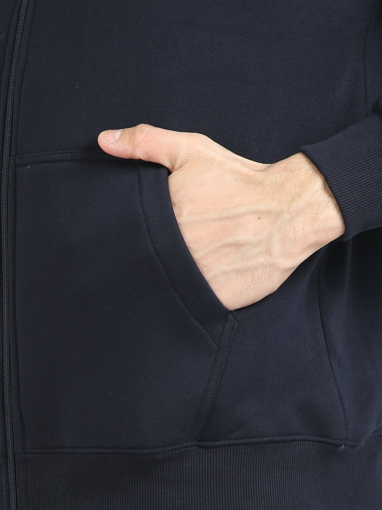 Men Navy Blue Zipper Hoodie