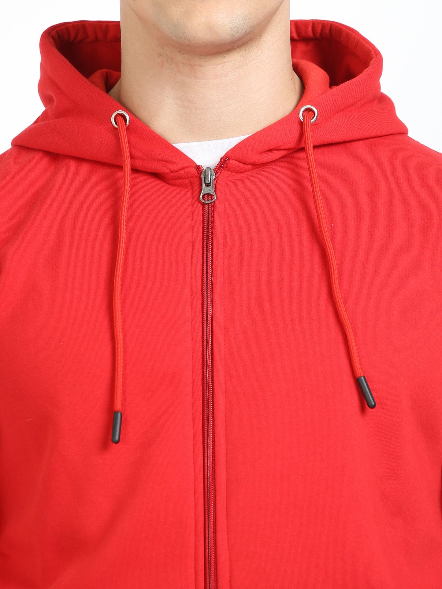 Men Red Zipper Hoodie