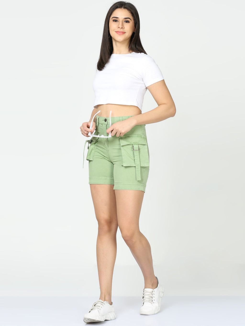 Women Mint Cargo Shorts