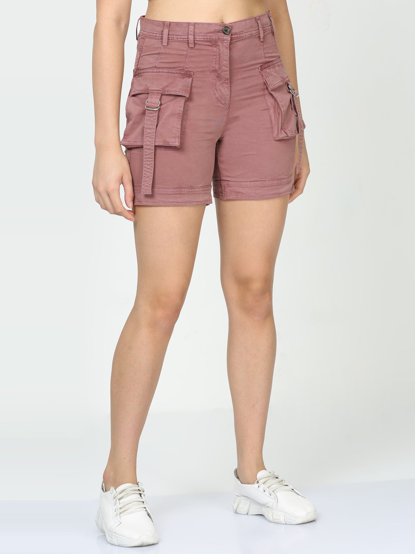 Women Plum Cargo Shorts