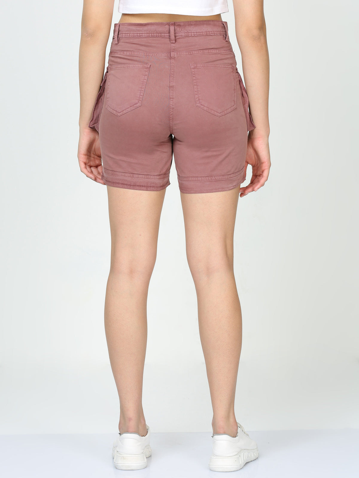 Women Plum Cargo Shorts