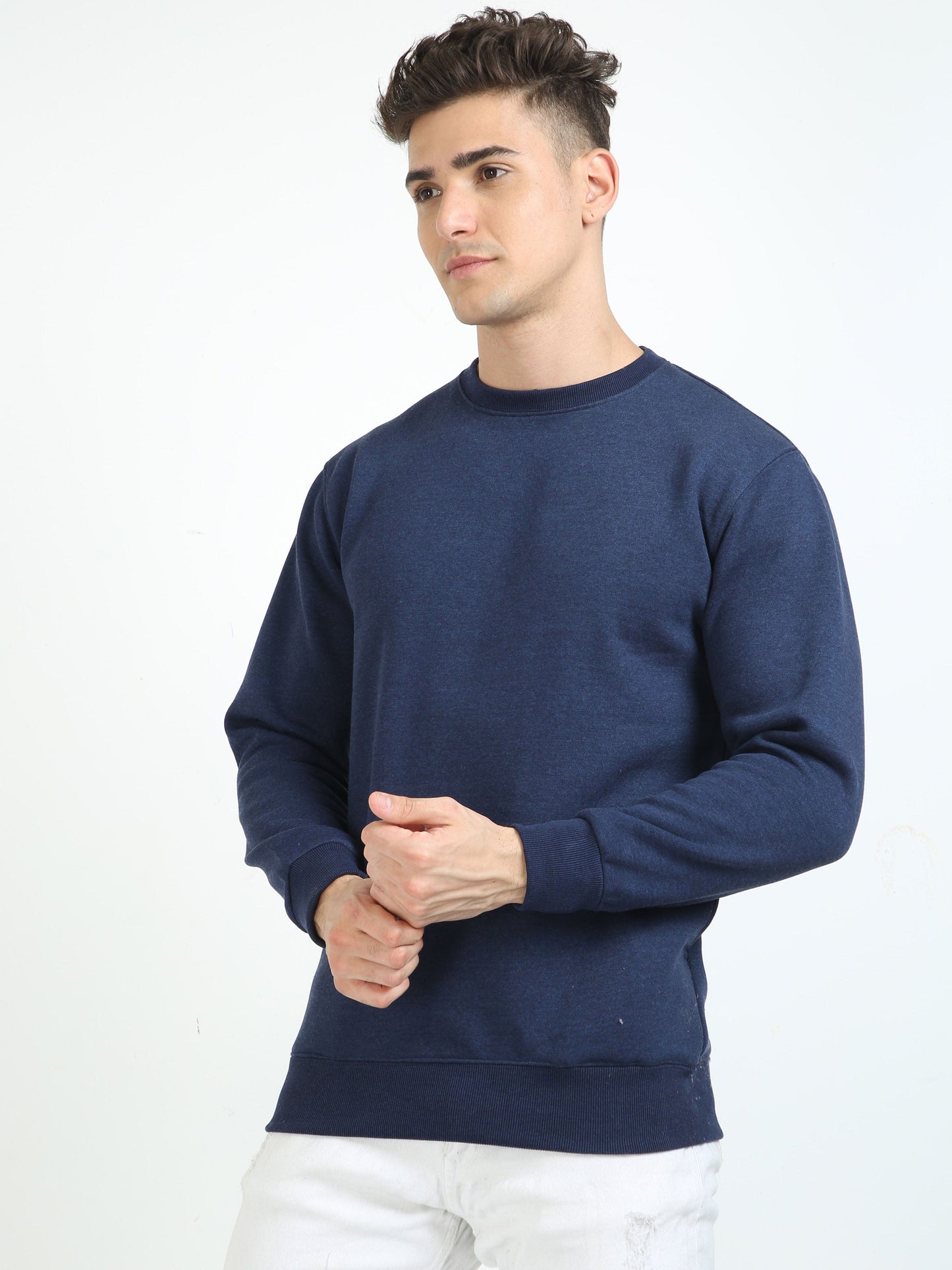 Men Denim Melange Sweatshirt