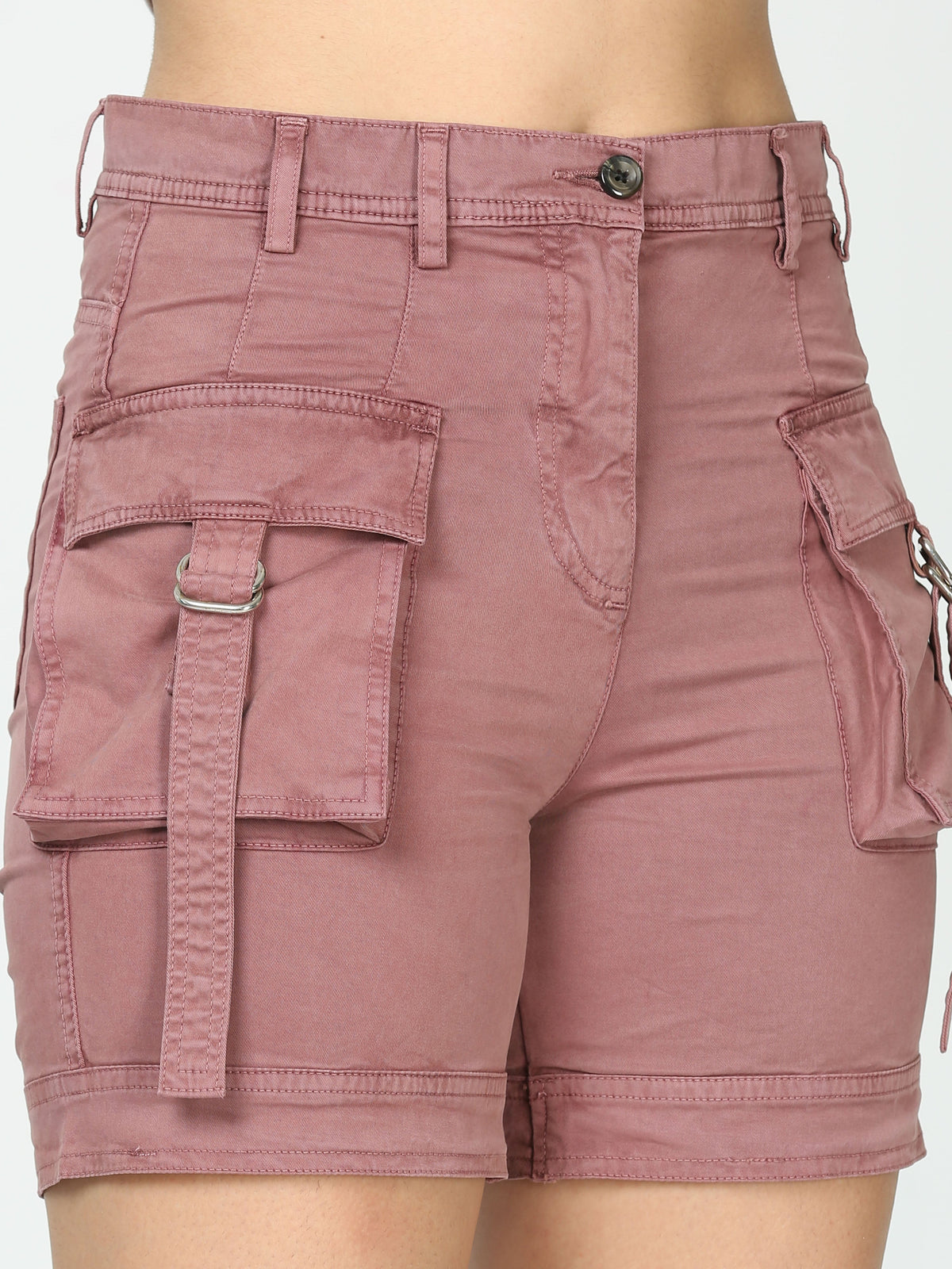 Women Plum Cargo Shorts