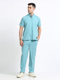 Men’s Eucalyptus Medical Scrub Set – Mandarin Collar (Chinese Collar) Top & Straight Pants | Wrinkle-Resistant – Eco Flex