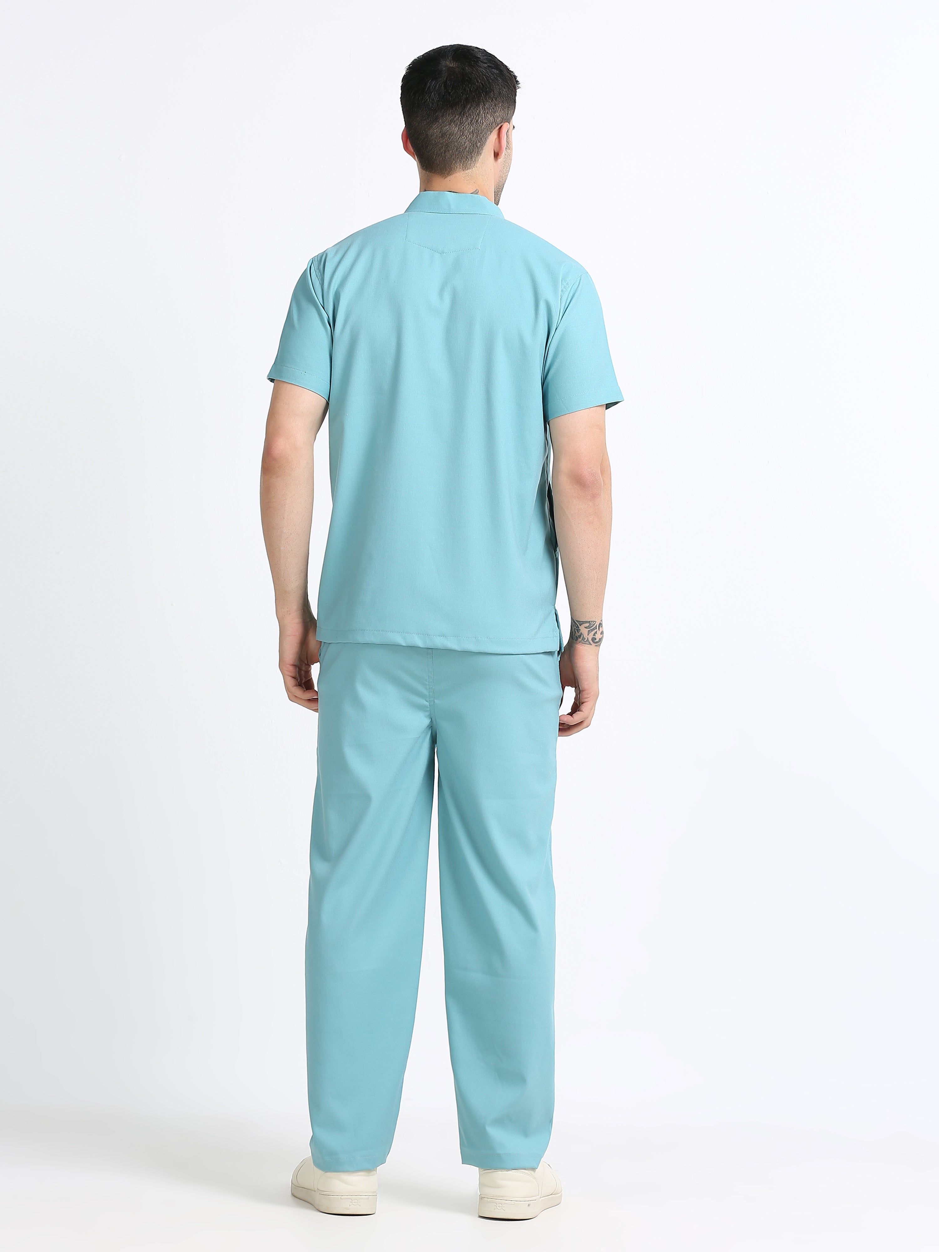 Men’s Eucalyptus Medical Scrub Set – Mandarin Collar (Chinese Collar) Top & Straight Pants | 2-Way Stretch, Antibacterial & Wrinkle-Resistant – Apollo