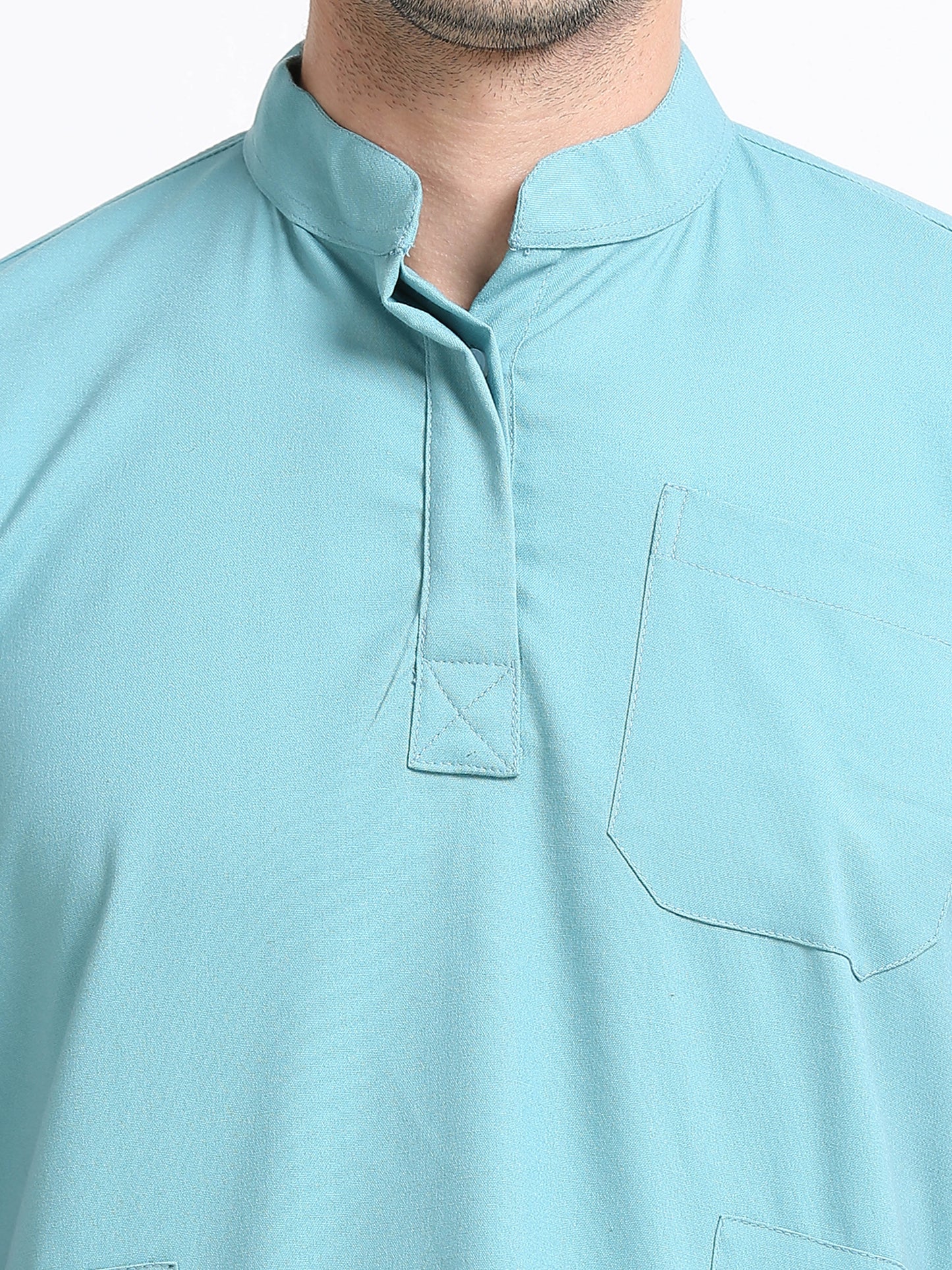 Men’s Eucalyptus Medical Scrub Set – Mandarin Collar (Chinese Collar) Top & Straight Pants | 2-Way Stretch, Antibacterial & Wrinkle-Resistant – Apollo